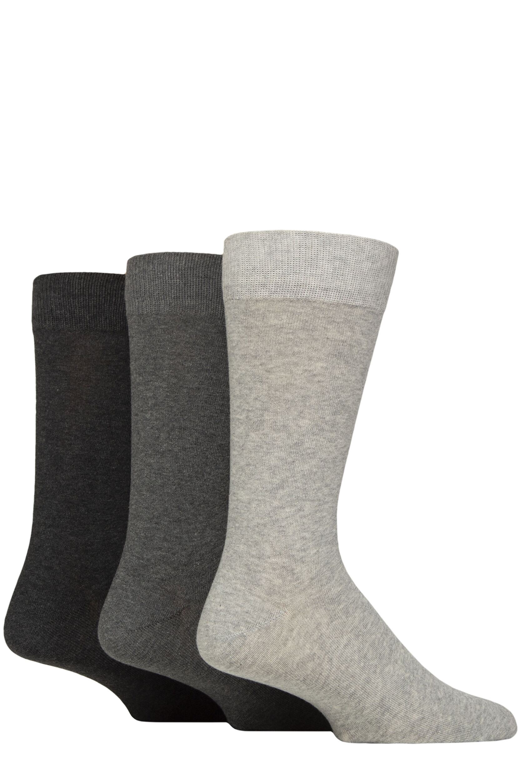 Mens 3 Pair Glenmuir Endrick Cotton Plain Trouser Socks Grey 7-11 Mens