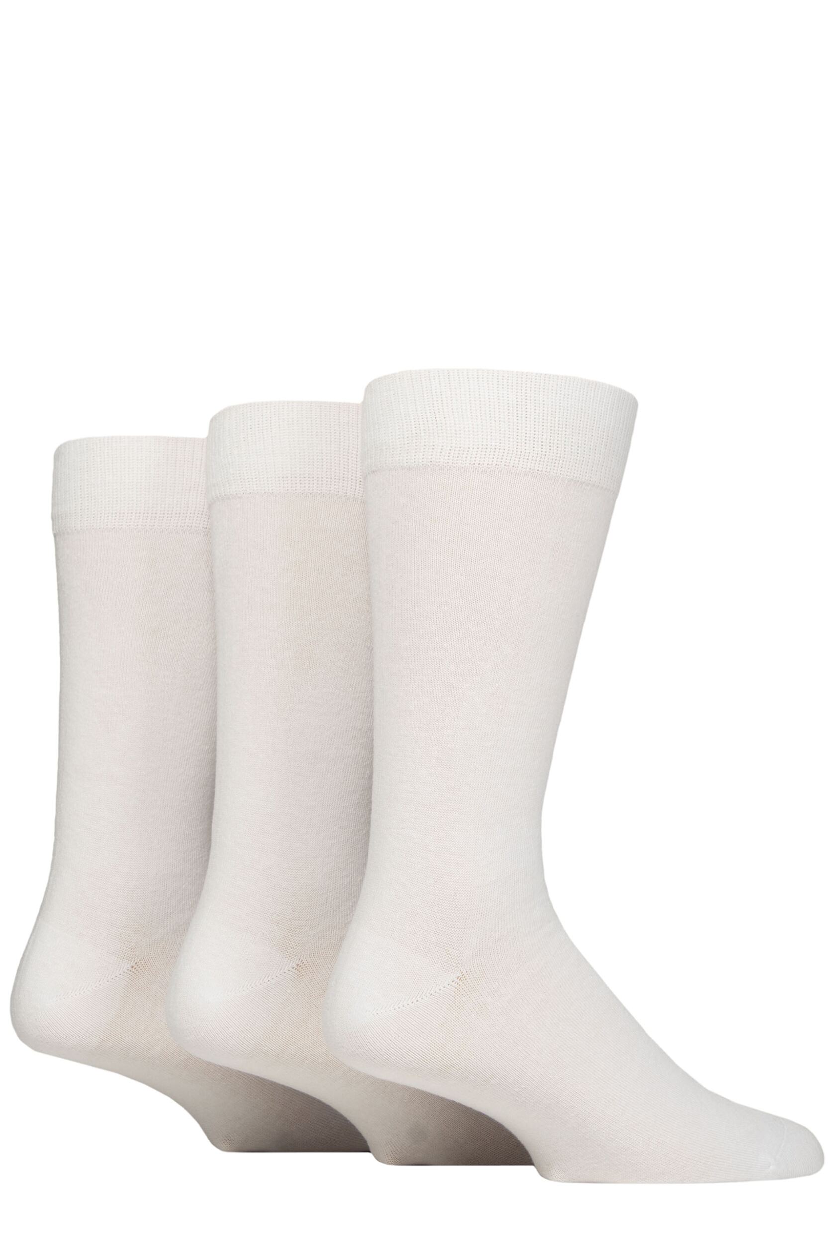 Mens 3 Pair Glenmuir Endrick Cotton Plain Trouser Socks White 7-11 Mens