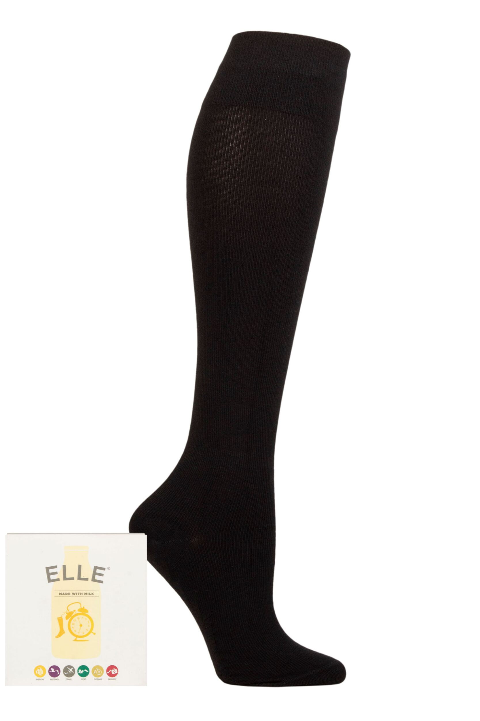 Women's 1 Pair Elle Milk Socks with Massage Sole Black M