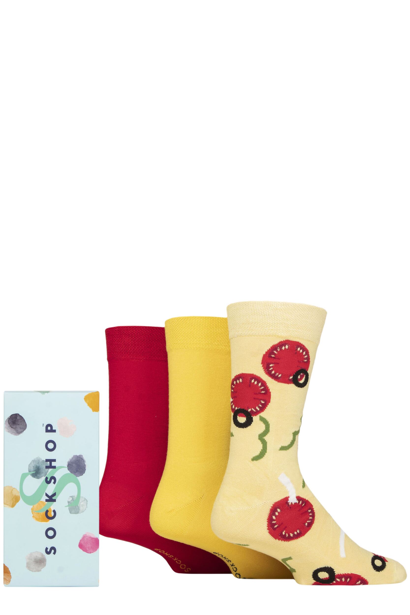 Mens 3 Pair SOCKSHOP Bamboo Bright Gift Boxed Socks That's Amore 7-11 Mens