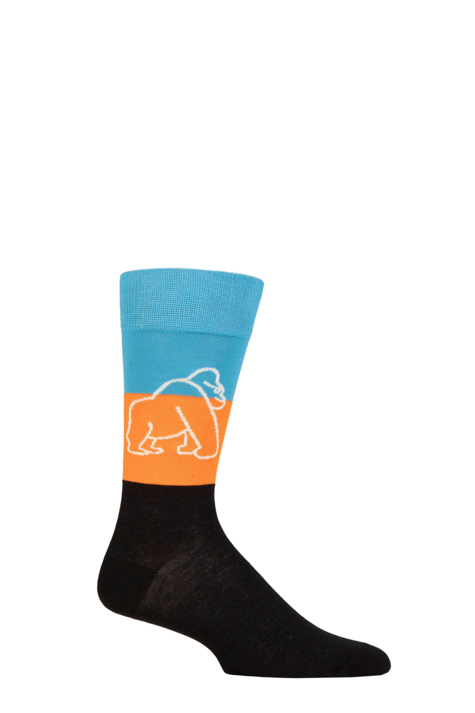 Mens and Women's 1 Pair Happy Socks Mountain Gorilla Socks Multi 4-7 Unisex