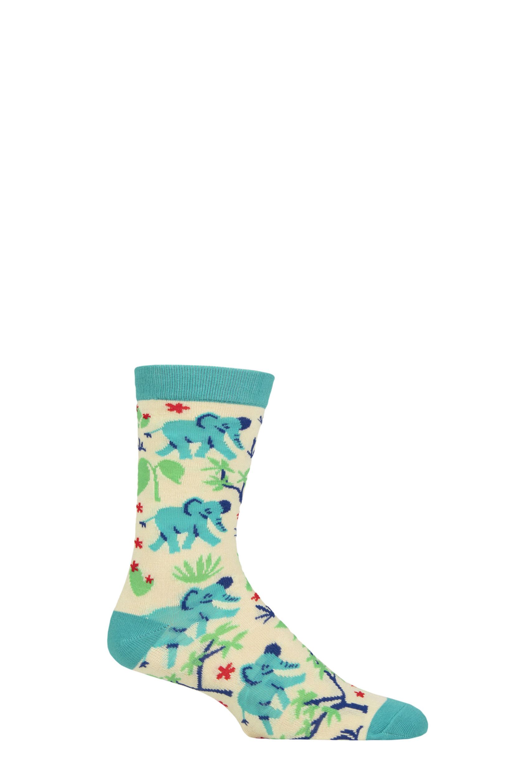 1 Pair Shared Earth Bamboo Elephants Socks Multi 7-12