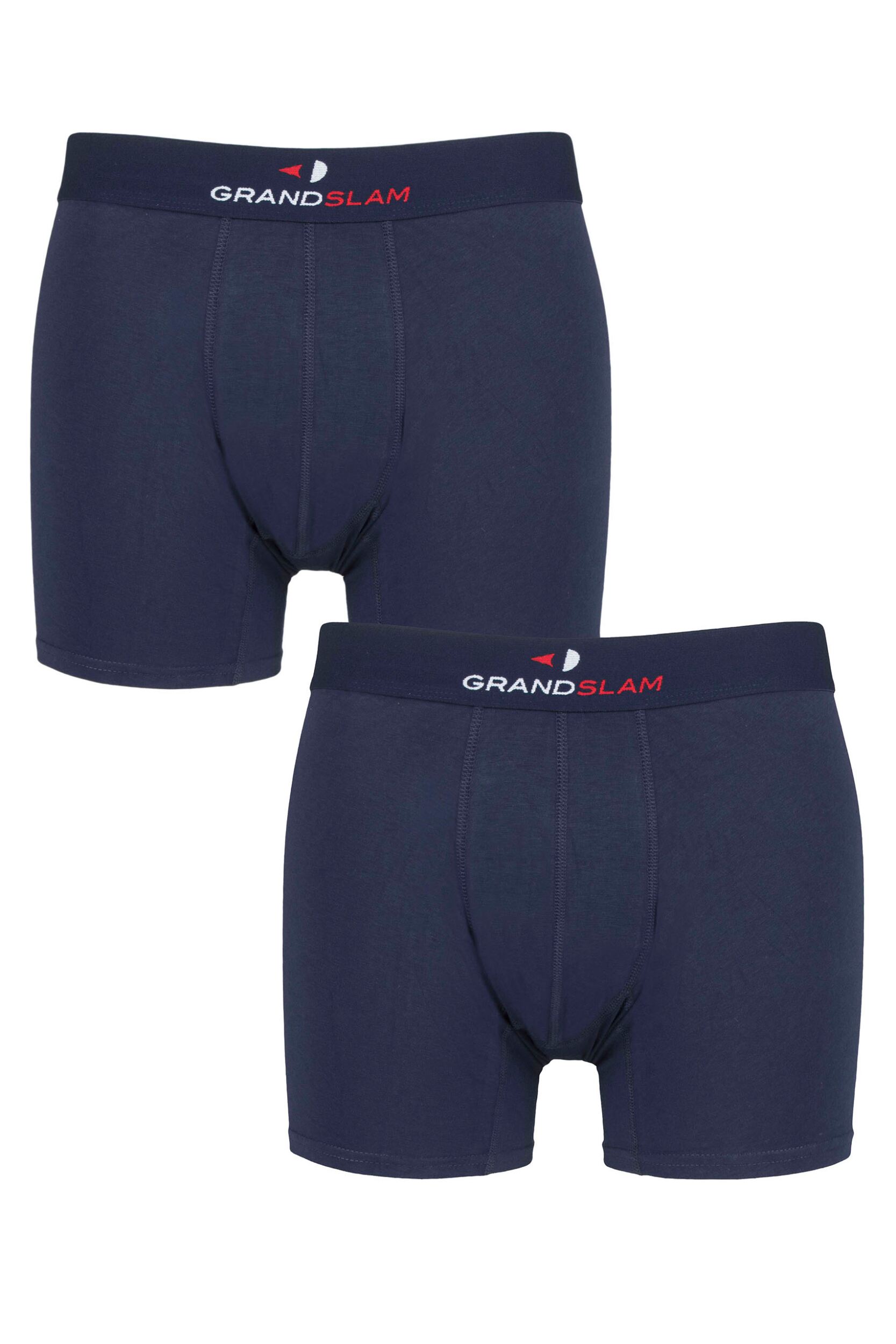 Image of Mens 2 Pair GRANDSLAM Shaped Pouch Cotton Trunks Navy XL