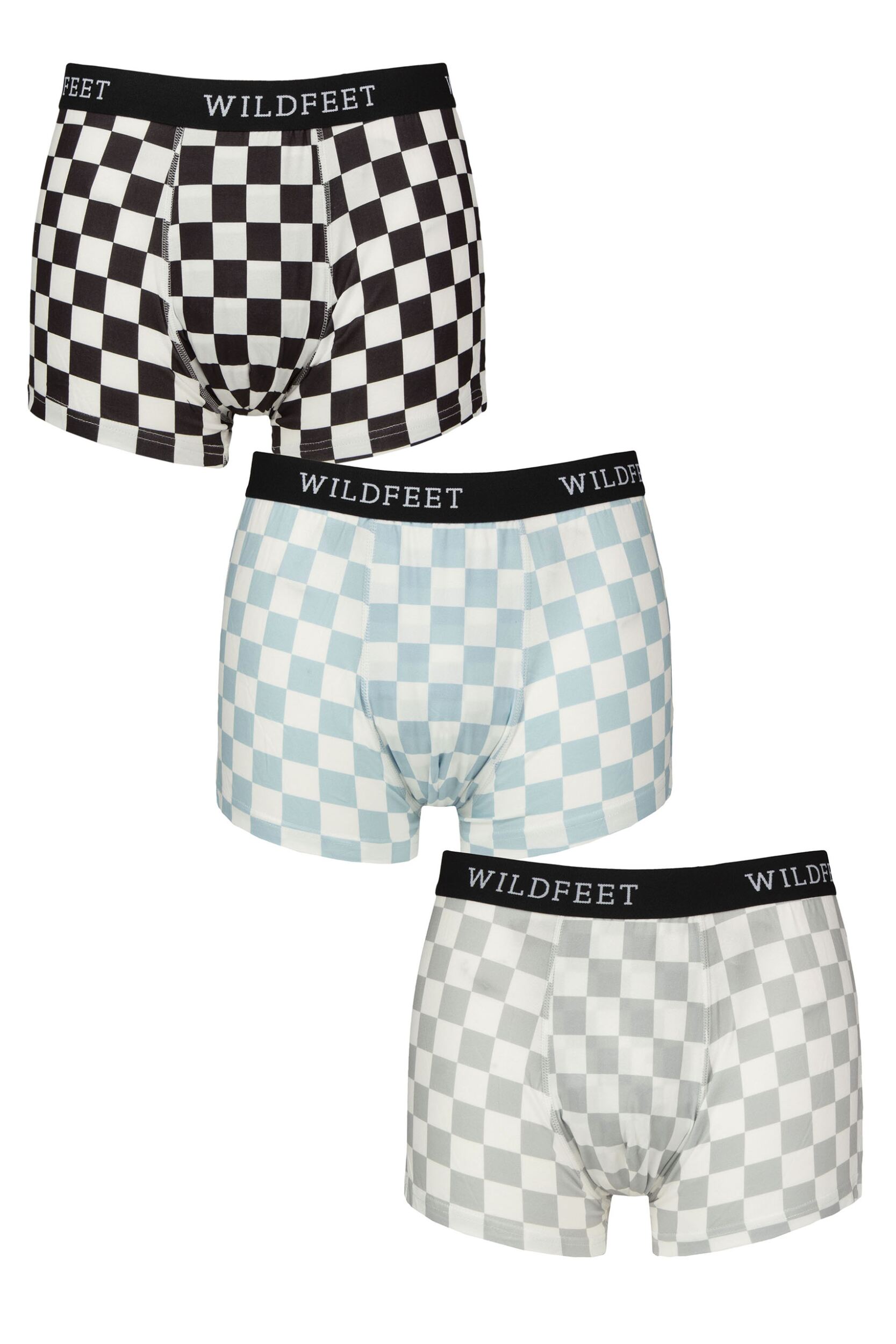 Mens 3 Pack SOCKSHOP Wildfeet Patterned Trunks Checkers S