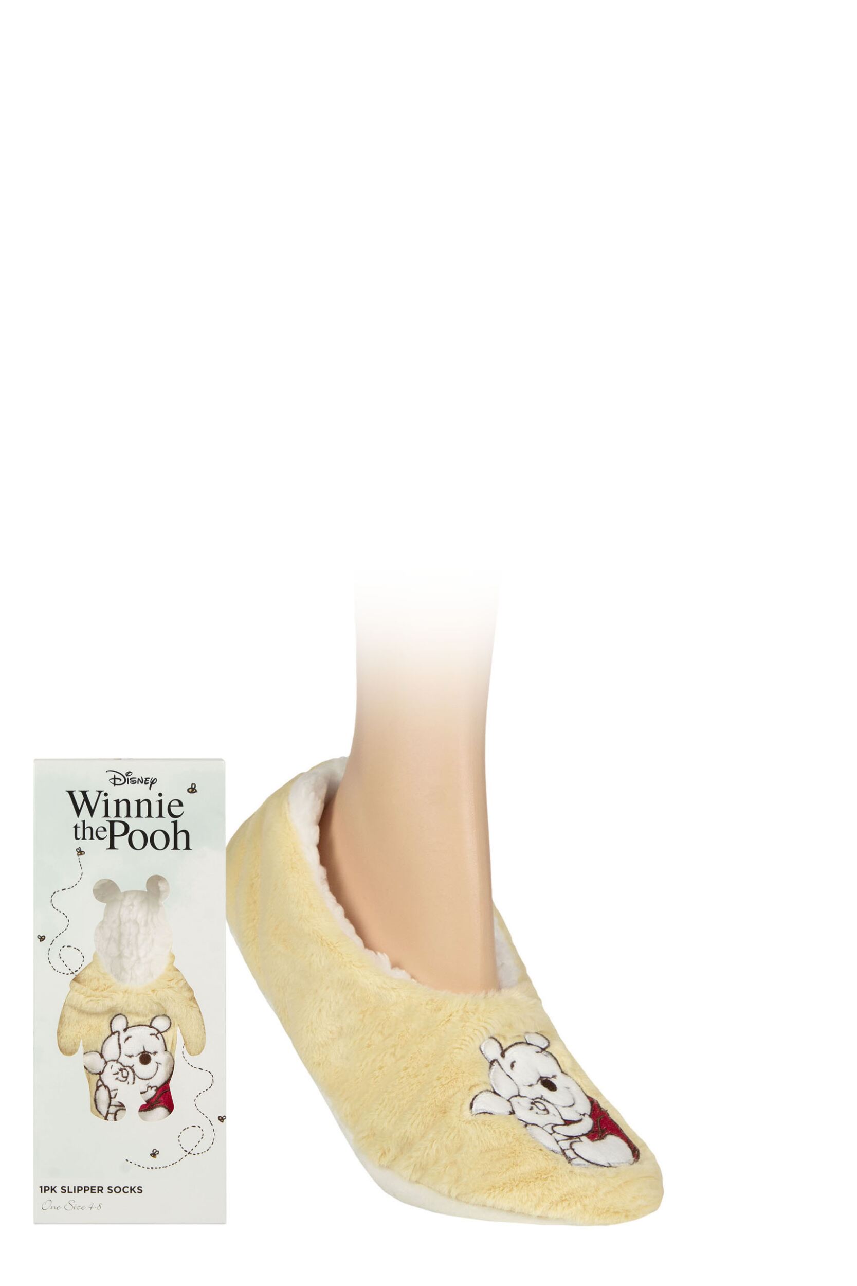 Women’s 1 Pair SOCKSHOP Winnie The Pooh Gift Boxed Sherpa Lined Slipper Socks Multi 4-7 Women’s