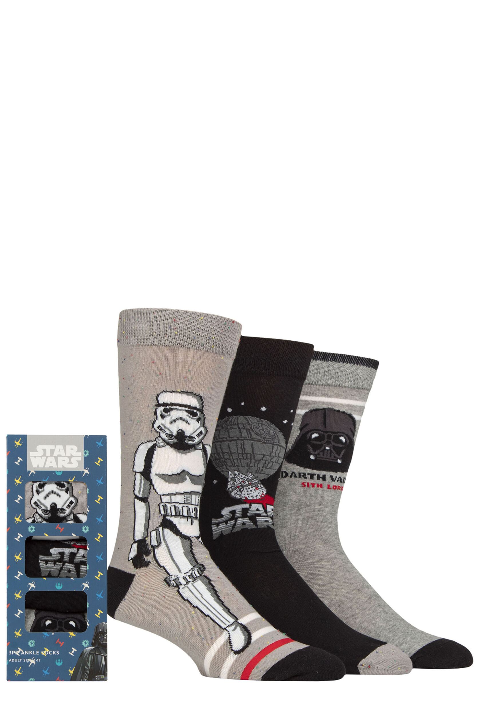 Mens 3 Pair SOCKSHOP Star Wars Empire Gift Boxed Cotton Socks Multi 6-11 Mens