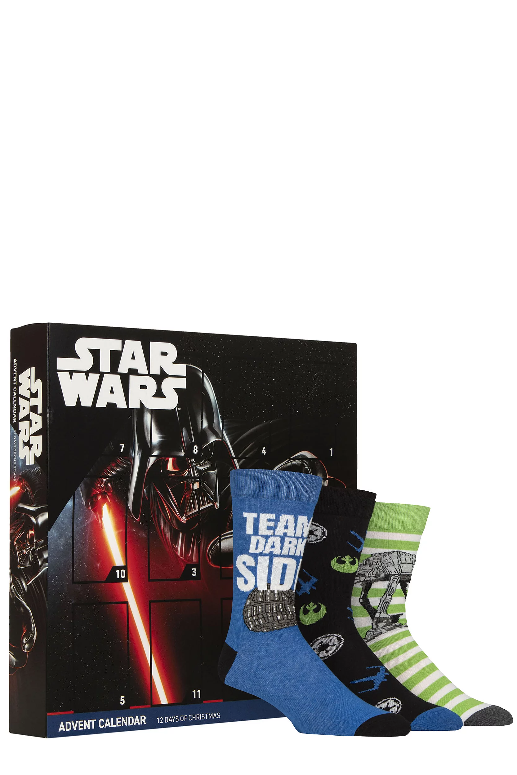 Mens 12 Pair SOCKSHOP Disney Star Wars 12 Days of Christmas Advent Calendar Multi 6-11 Mens