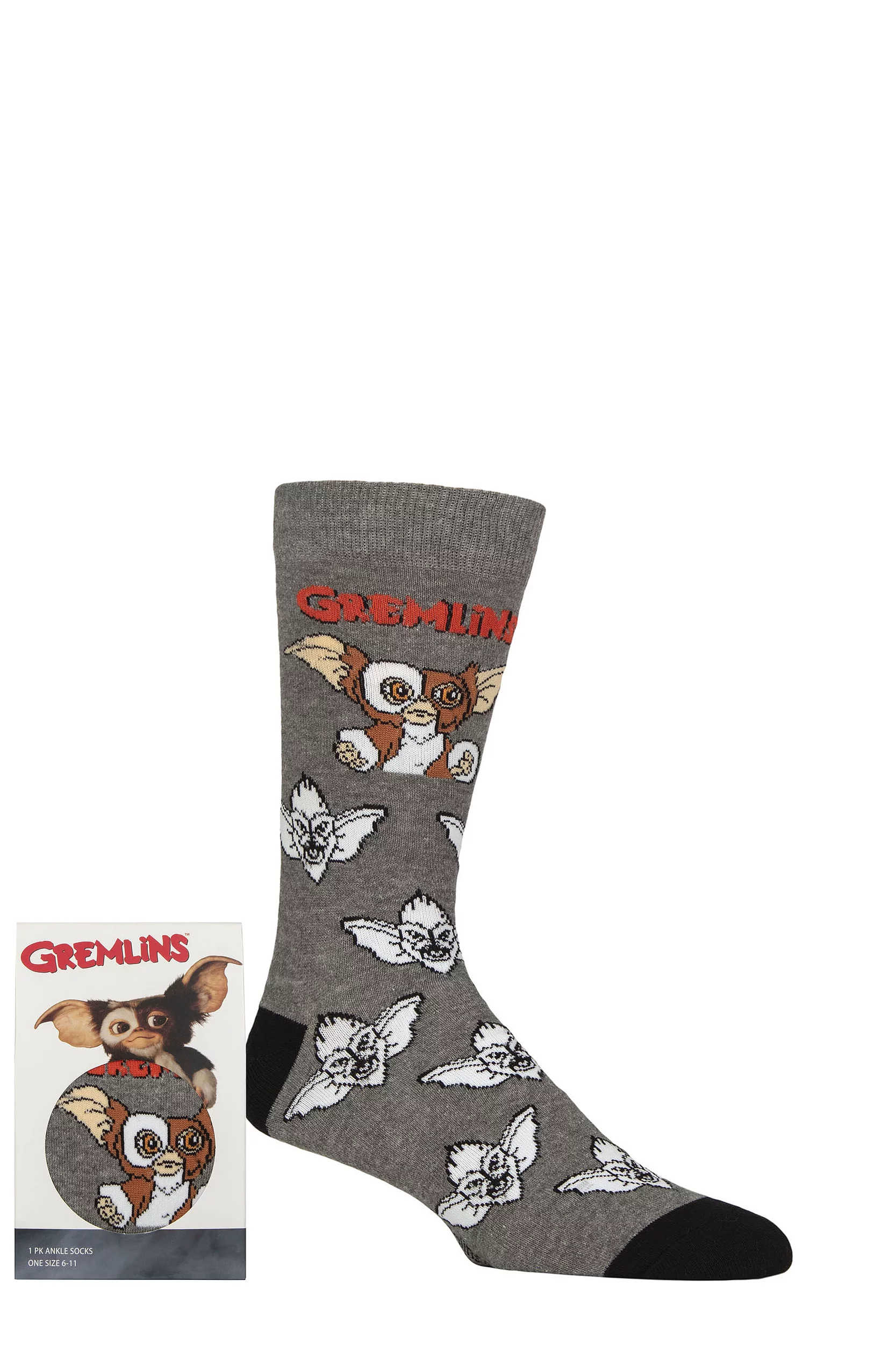 Mens 1 Pair SOCKSHOP Gremlins Gift Boxed Cotton Socks Multi 6-11 Mens