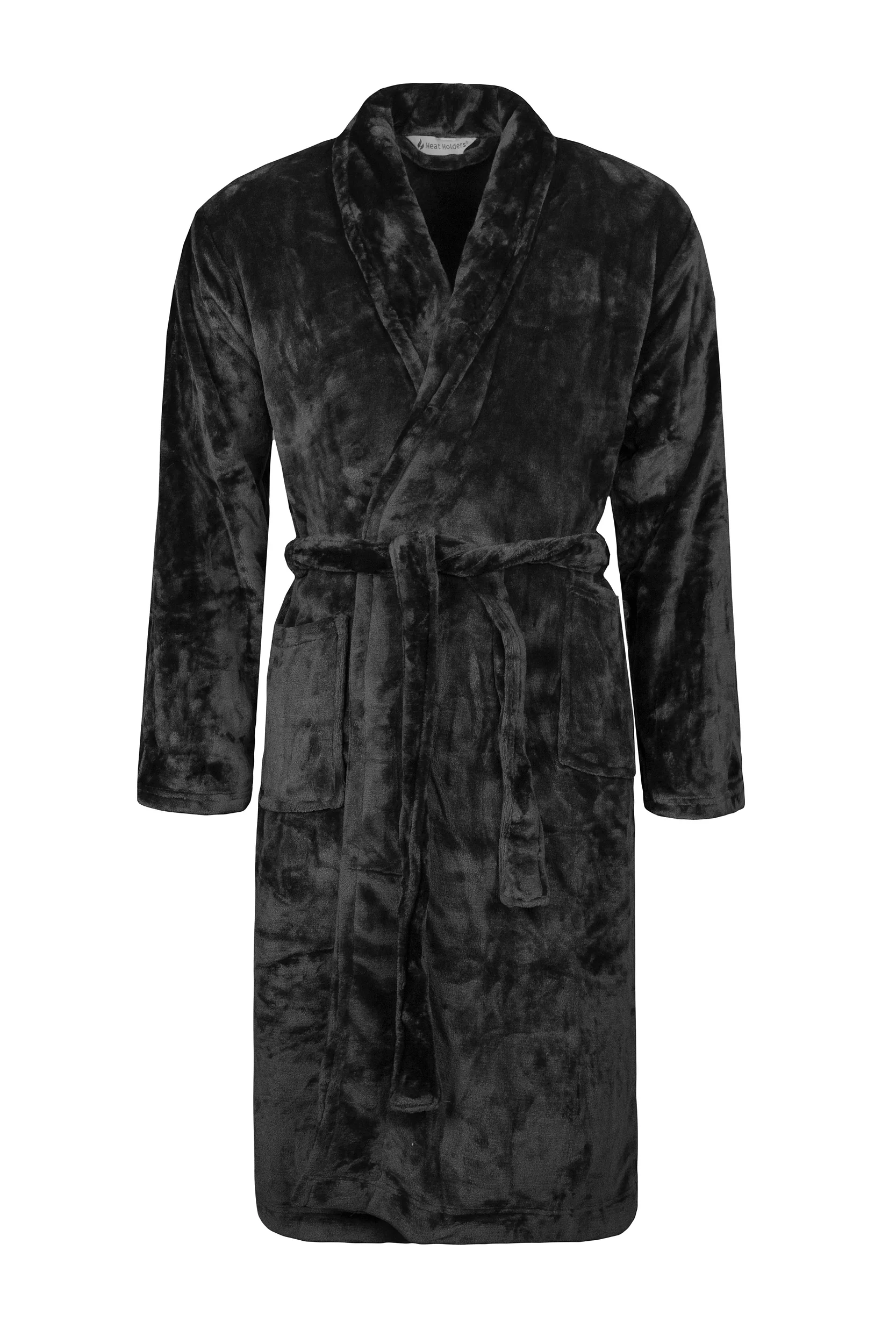 Mens 1 Pack SOCKSHOP Heat Holders Fleece Dressing Gown Black
