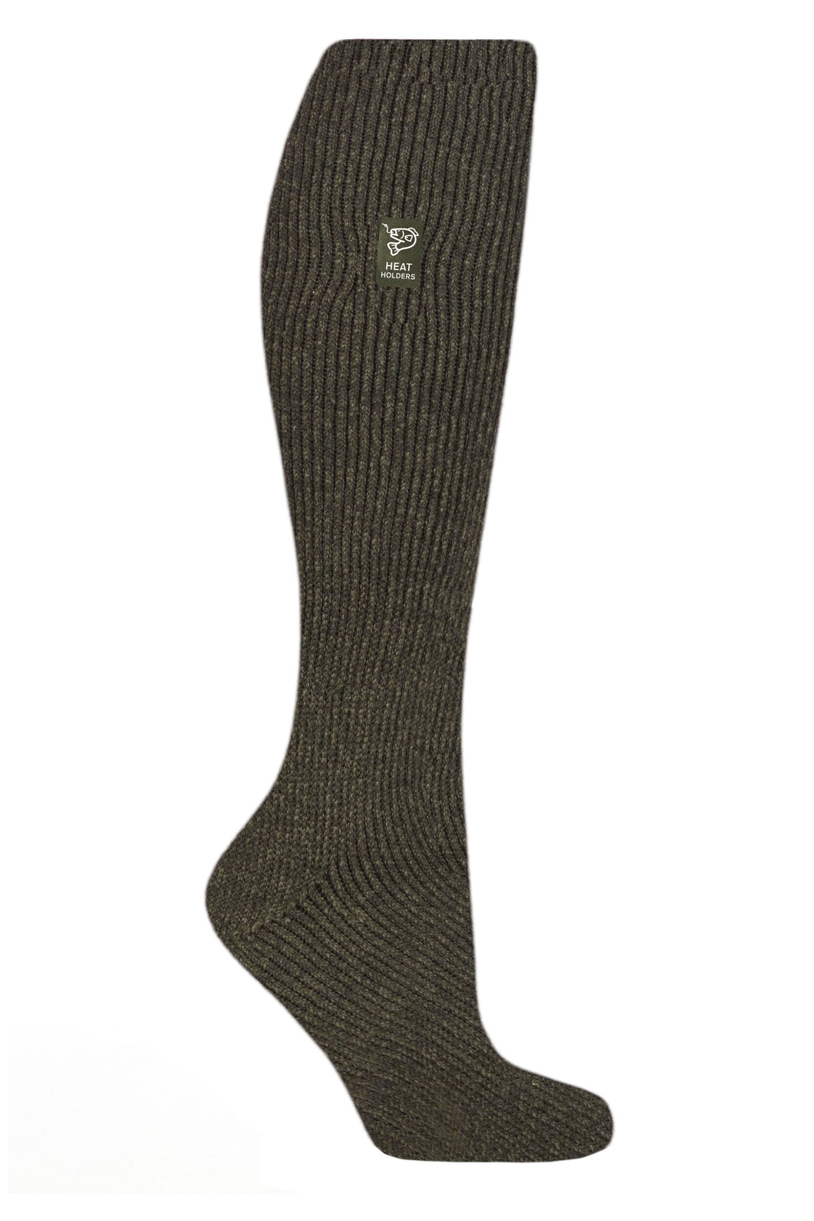 Women's 1 Pair SOCKSHOP Heat Holders Outdoor 2.3 TOG Plain Long Leg Angling Socks Forest Green 4-8