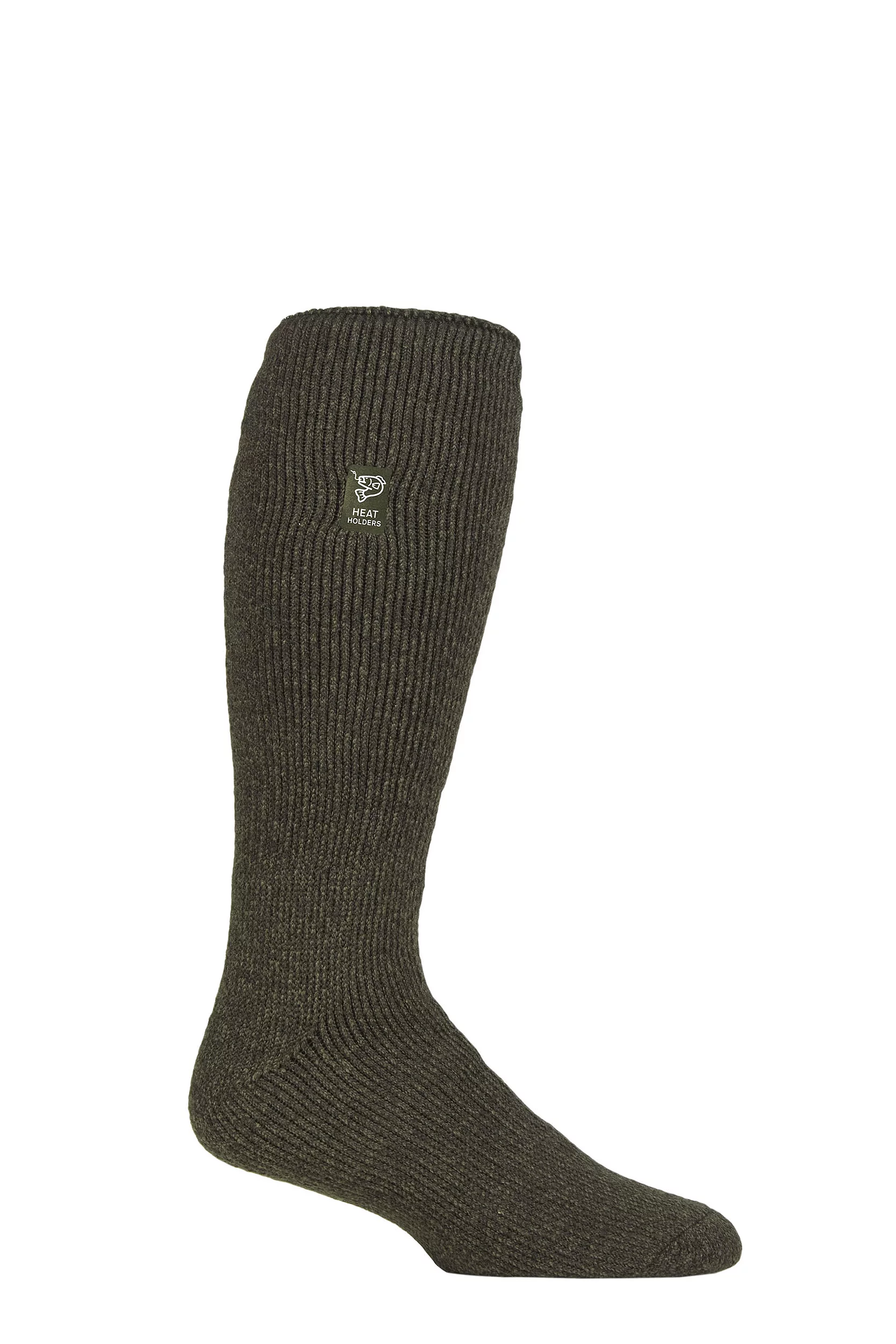 Mens 1 Pair SOCKSHOP Heat Holders Outdoor 2.3 TOG Plain Long Leg Angling Socks Forest Green 6