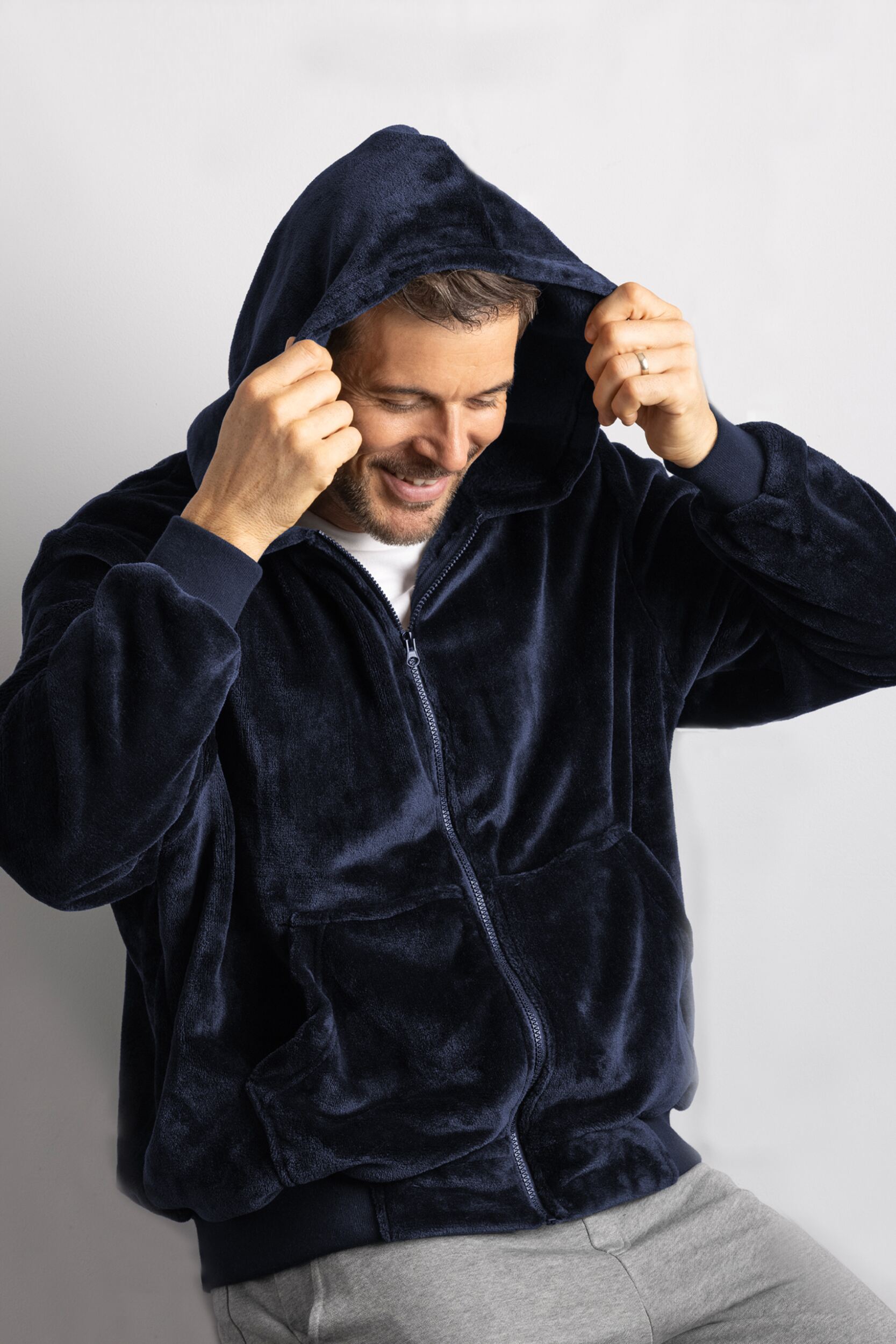 Mens 1 Pack Heat Holders Lounge Hoodie Navy 2XL/3XL