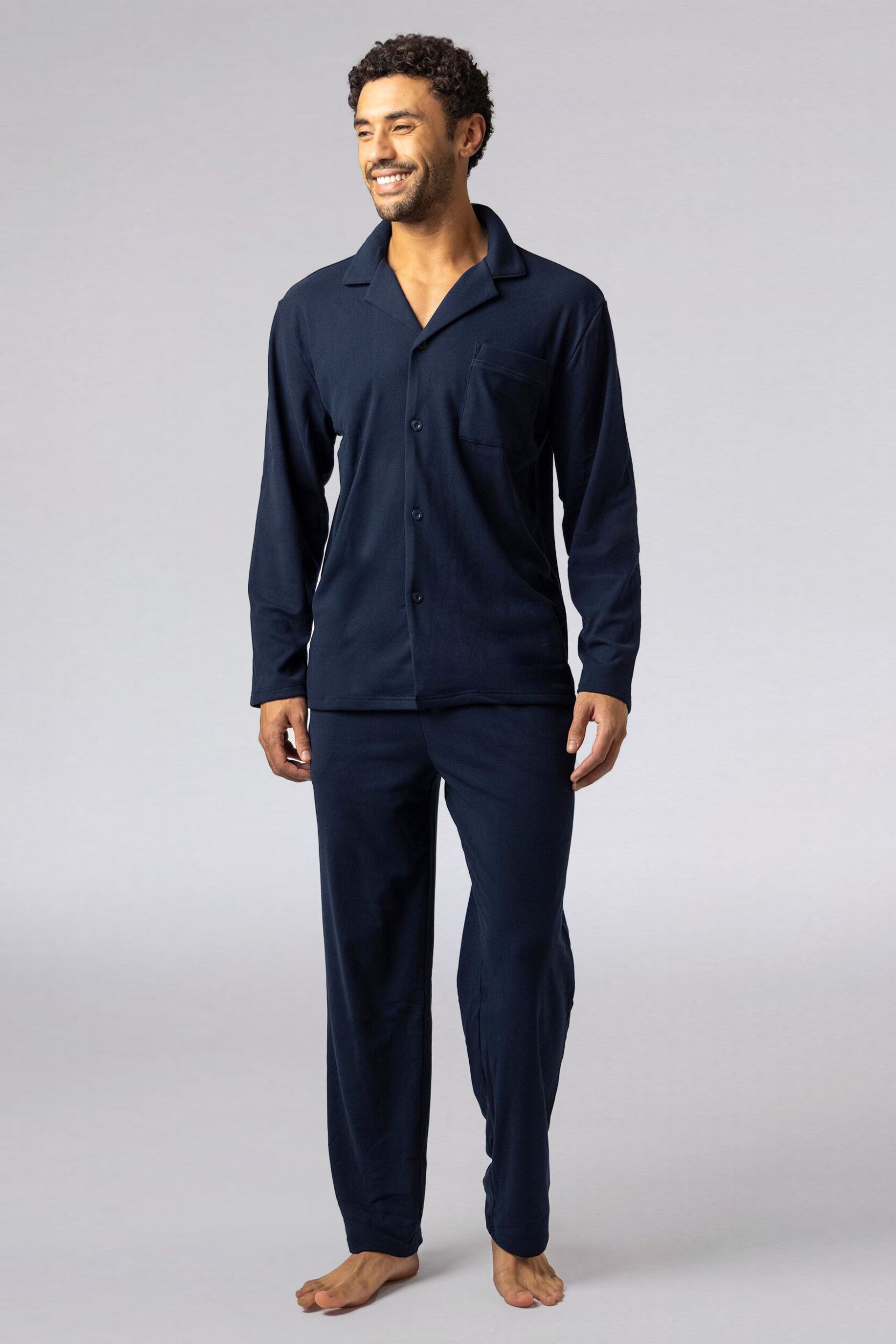 Mens 1 Pack Heat Holders Soul Warming Thermal Pyjama Set Navy XL
