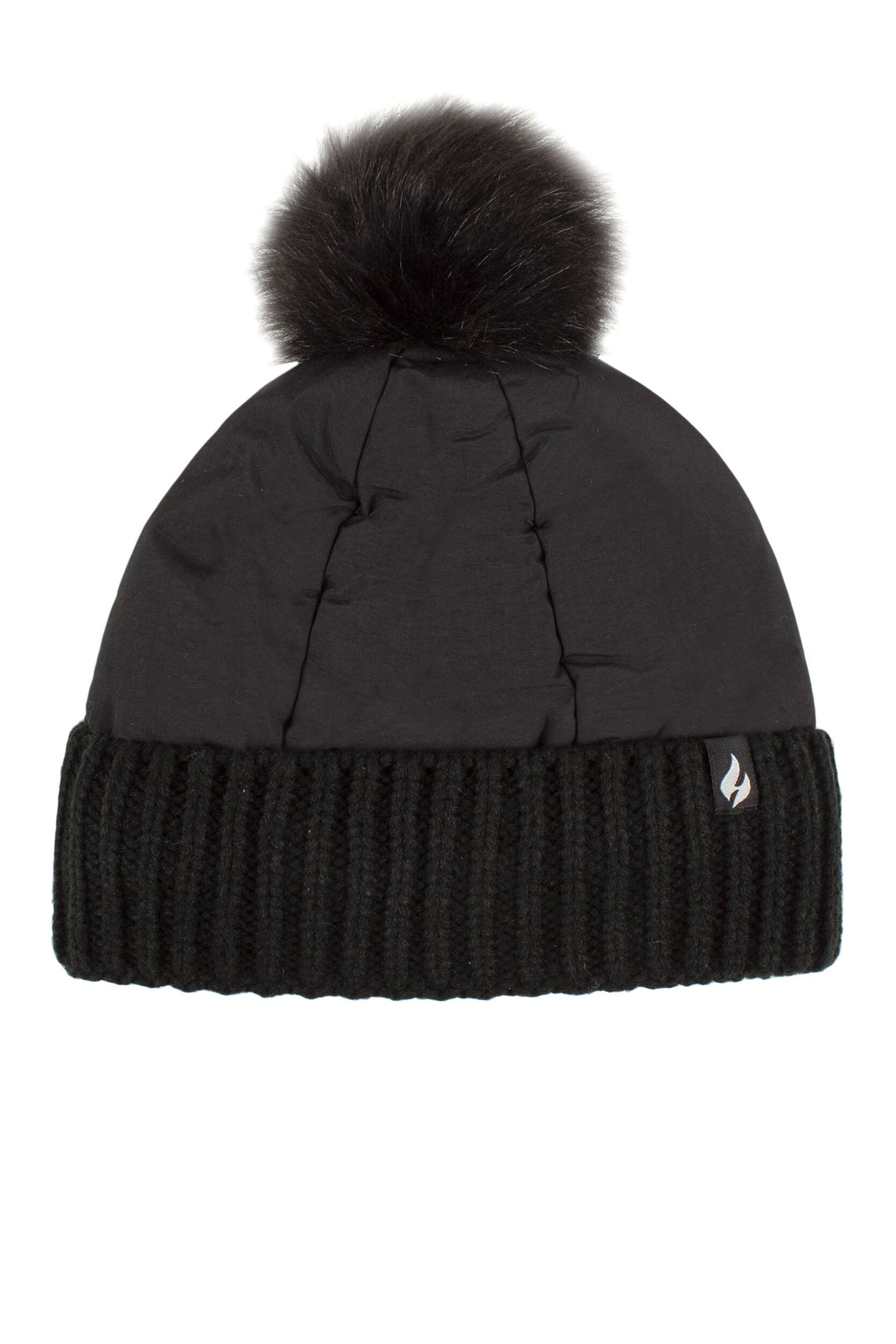 Women's 1 Pack Heat Holders Brooklyn Water Resistant Hat with Pom Pom Black One Size