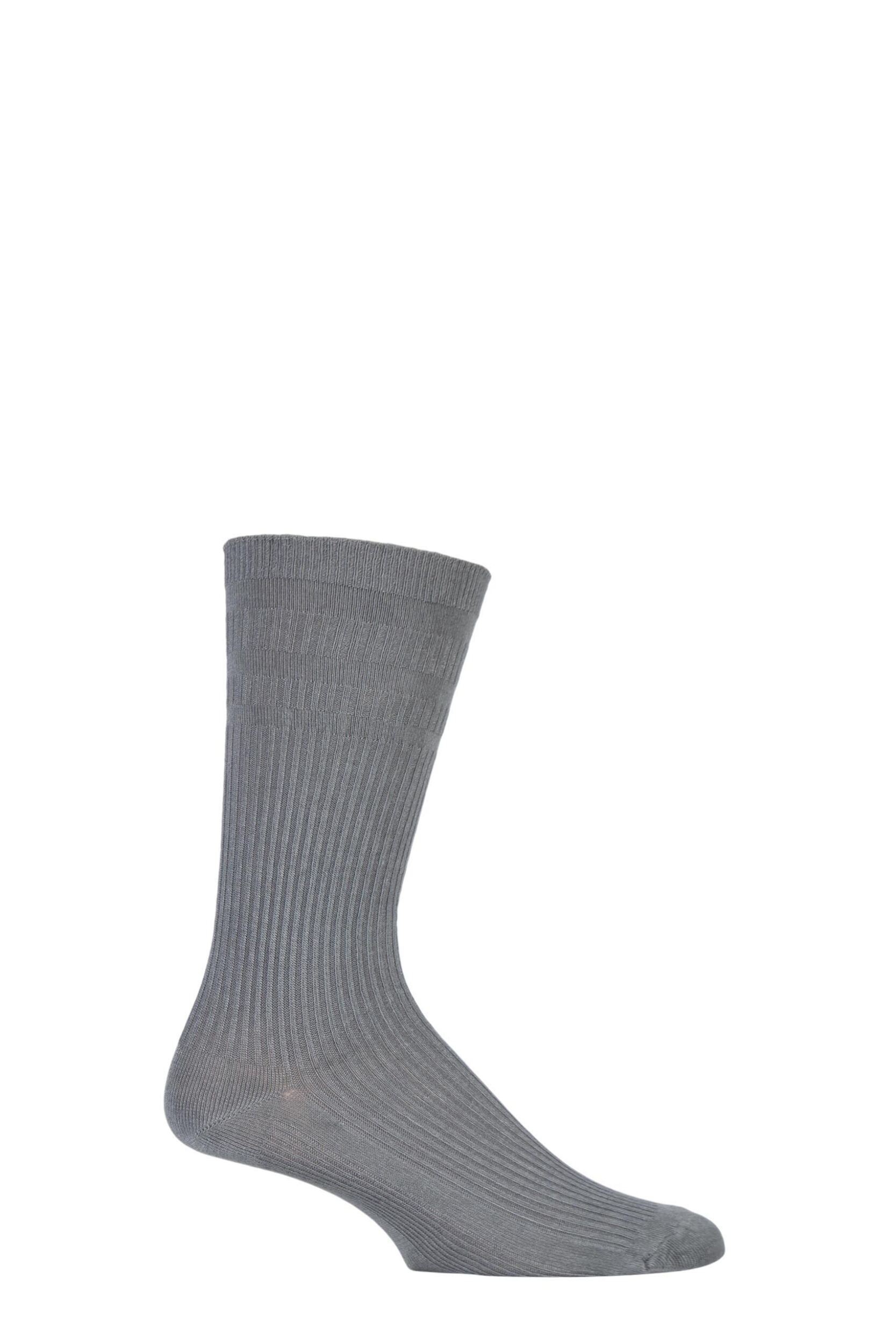 1 Pair Mid Grey Extra Wide Bamboo Softop Socks Men's 6-11 Mens - HJ Hall