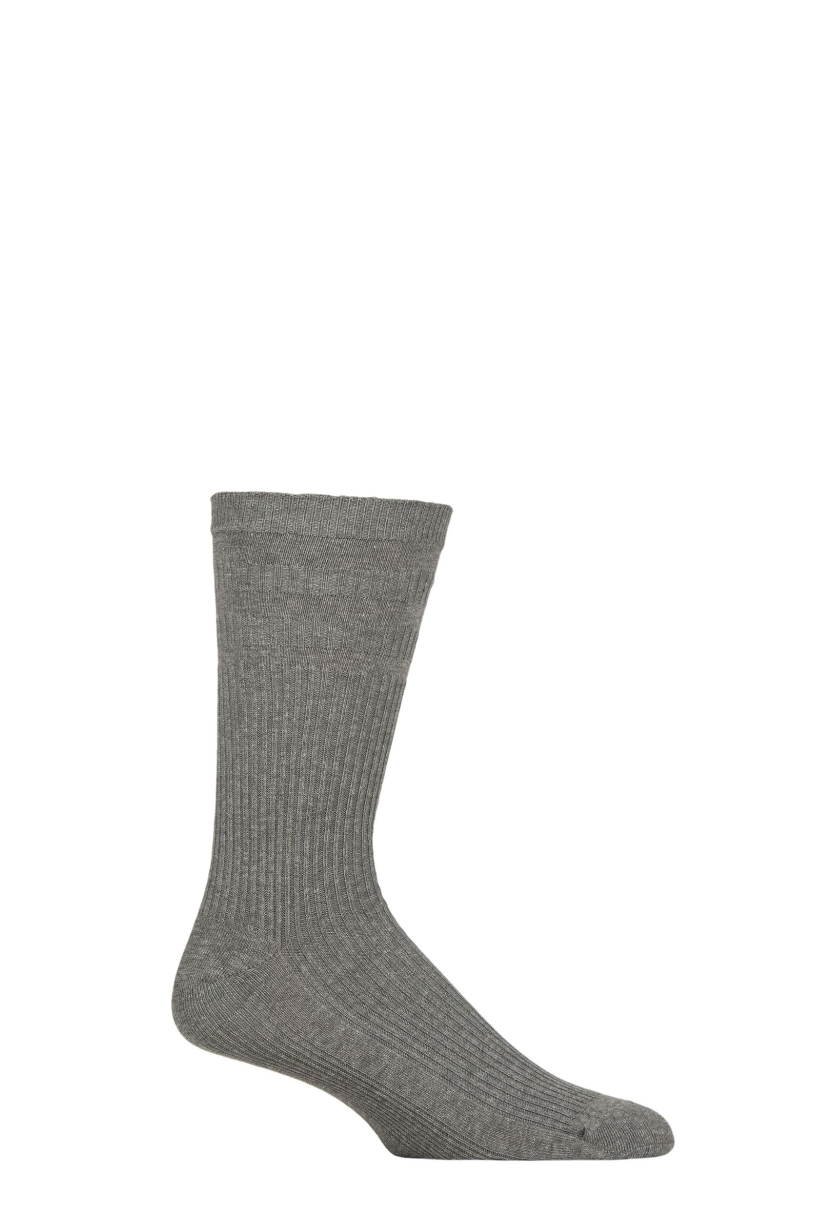 Image of 1 Pair Mid Grey Original Cotton Softop Socks Mens13-15 Mens - HJ Hall
