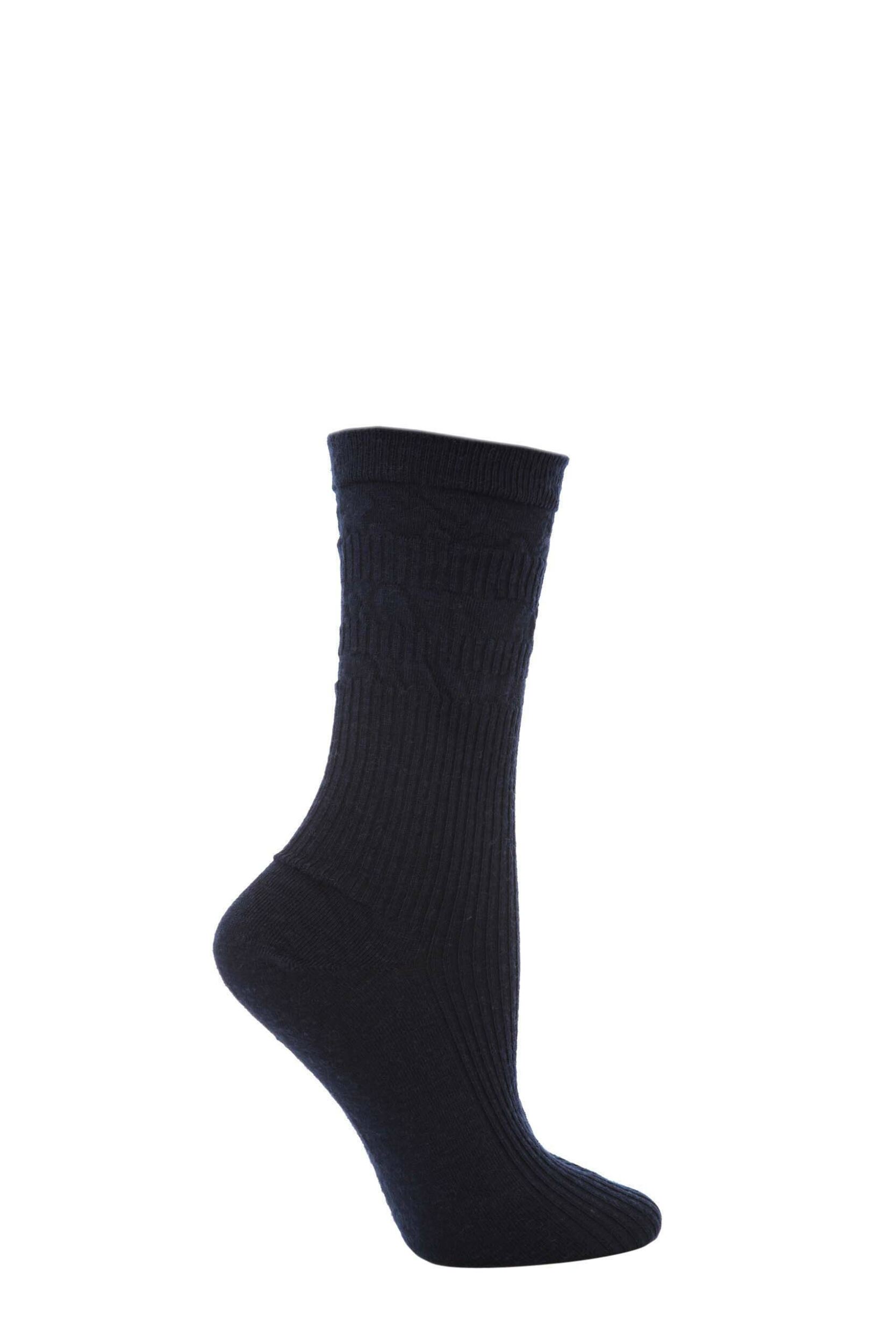 Image of 1 Pair Navy Original Wool Softop Socks Ladies - HJ Hall
