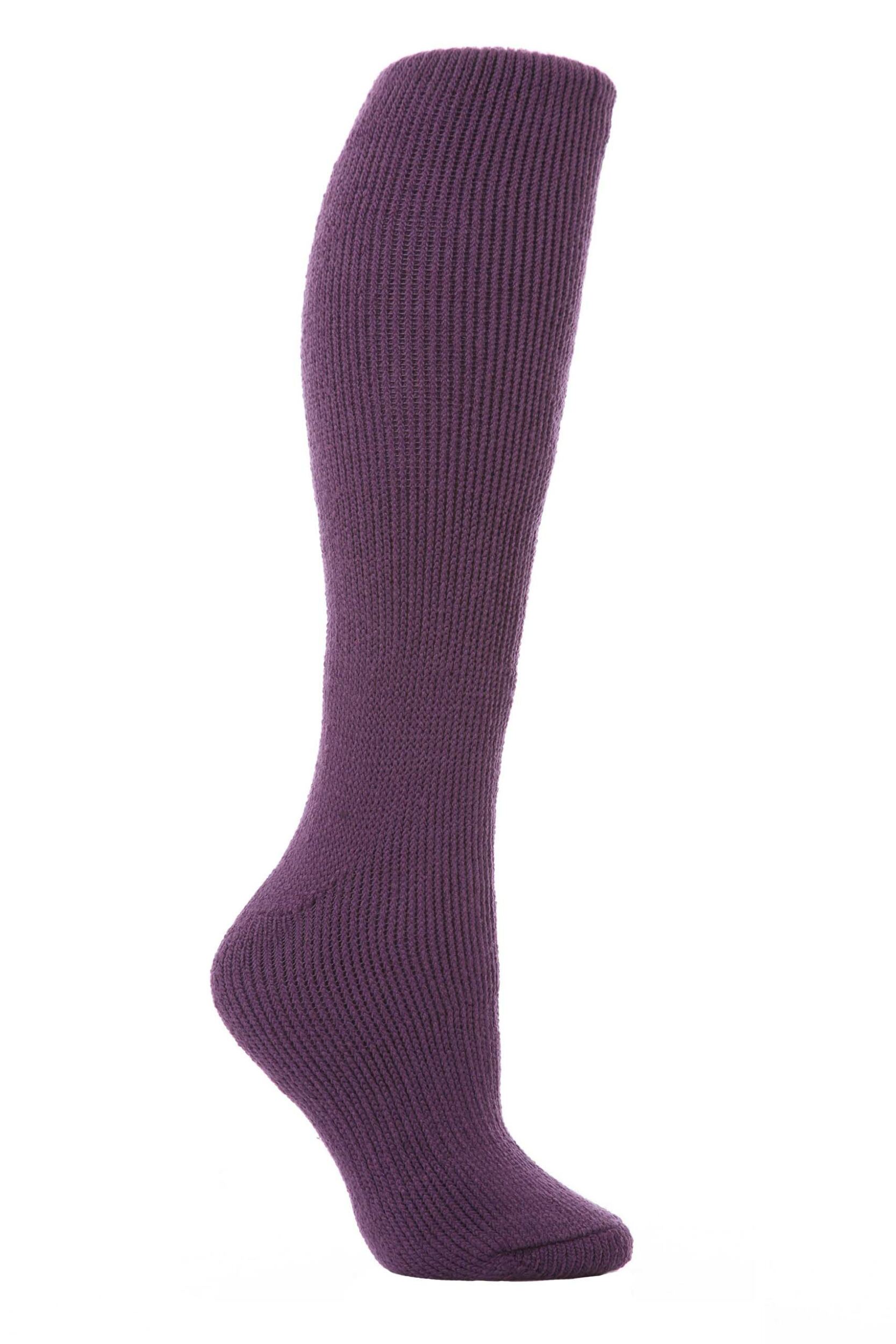 1 Pair Dark Purple Long Thermal Socks Ladies 4-8 Ladies - Heat Holders