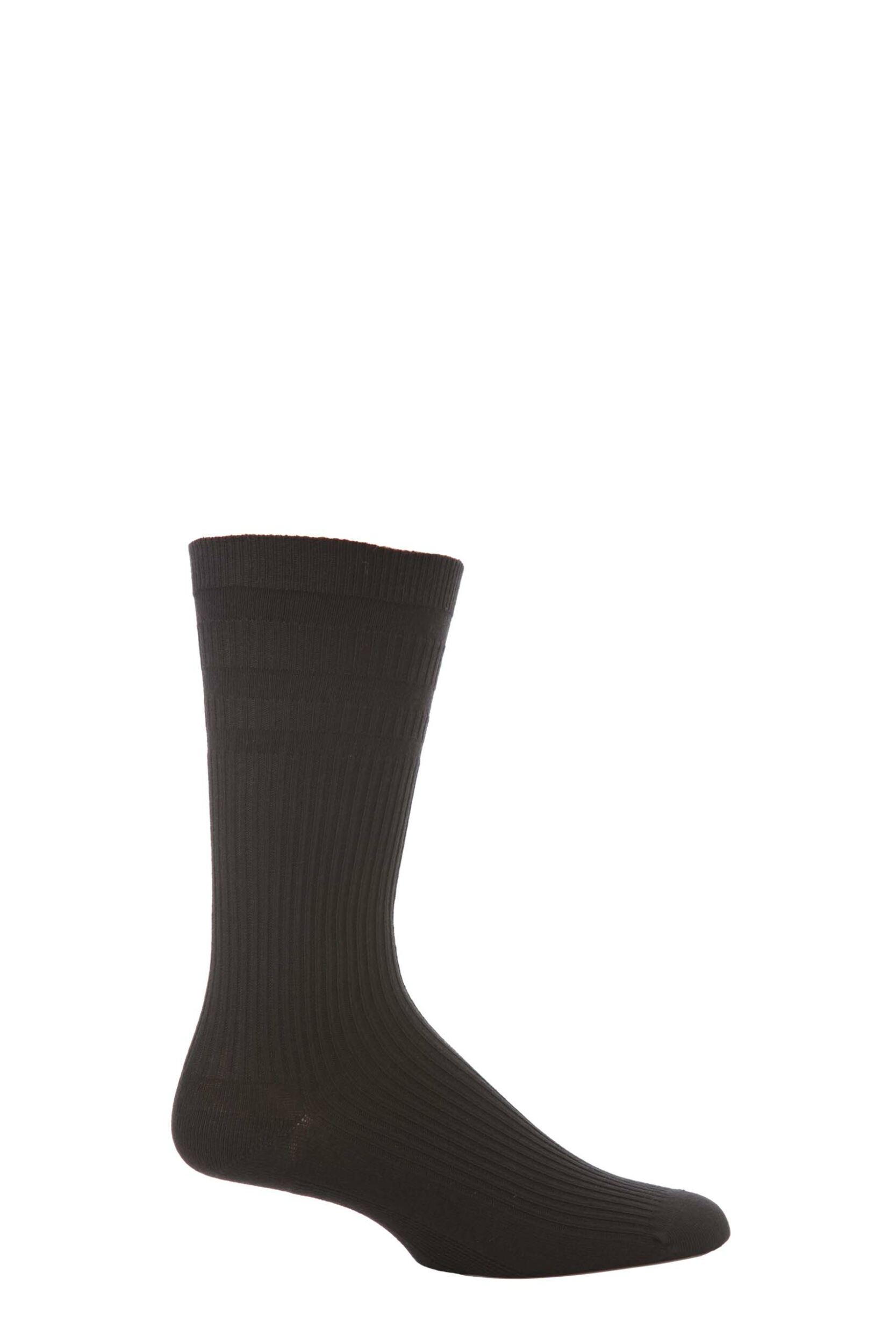 Image of 1 Pair Black Extra Wide Cotton Softop Socks Mens11-13 Mens - HJ Hall