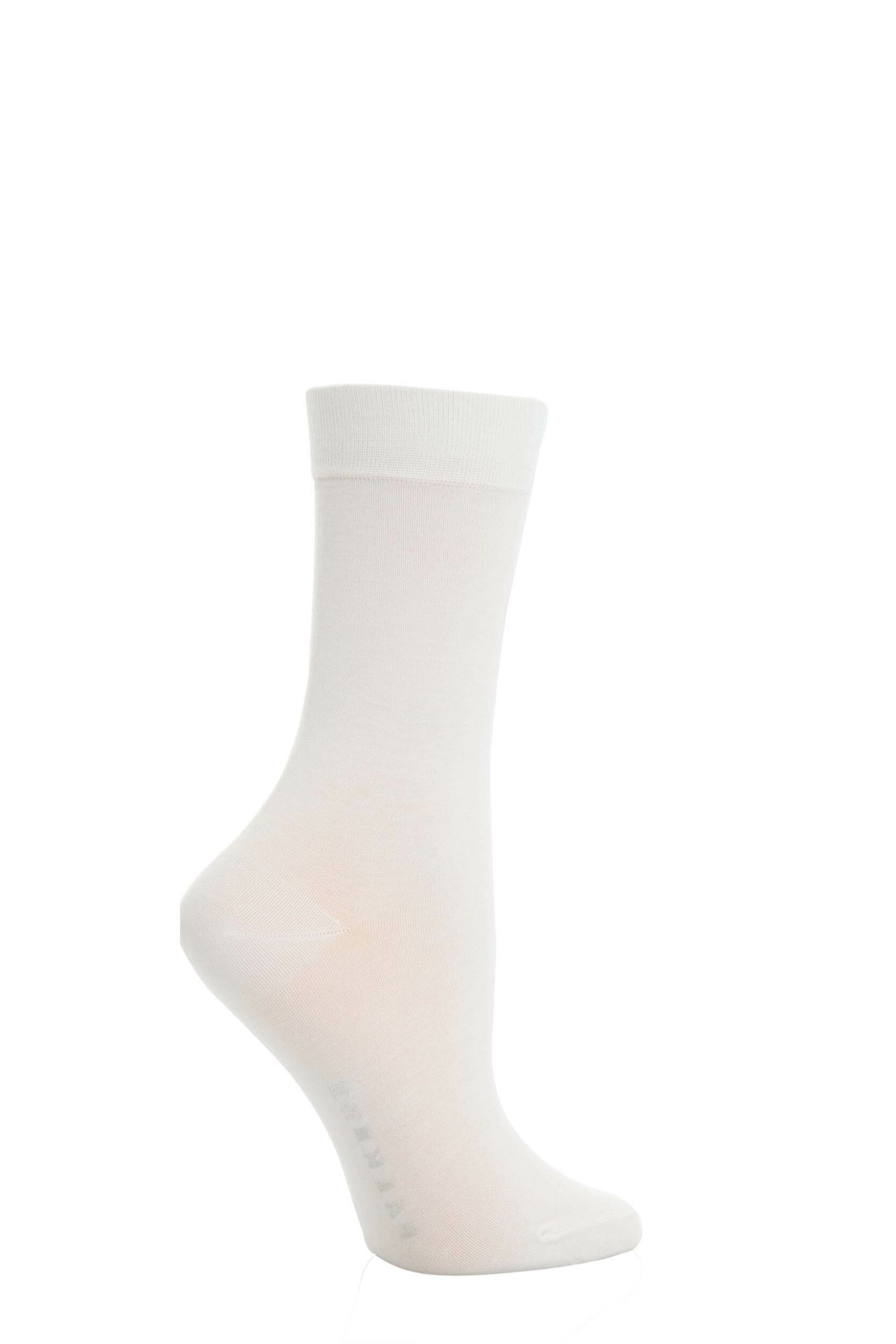 Image of 1 Pair White Cotton Touch Anklet Socks Ladies - Falke