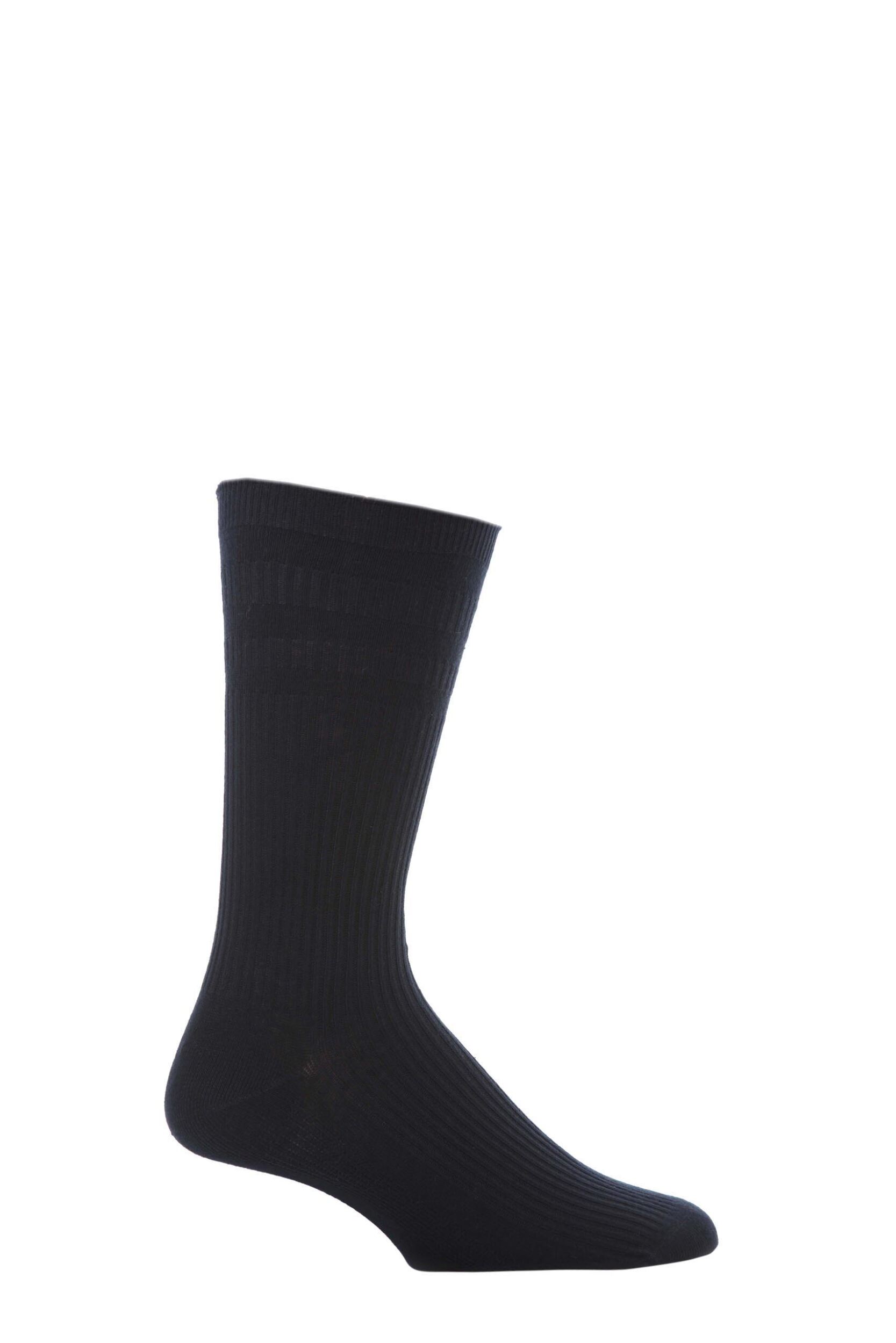 Image of 1 Pair Navy Original Cotton Softop Socks Mens - HJ Hall