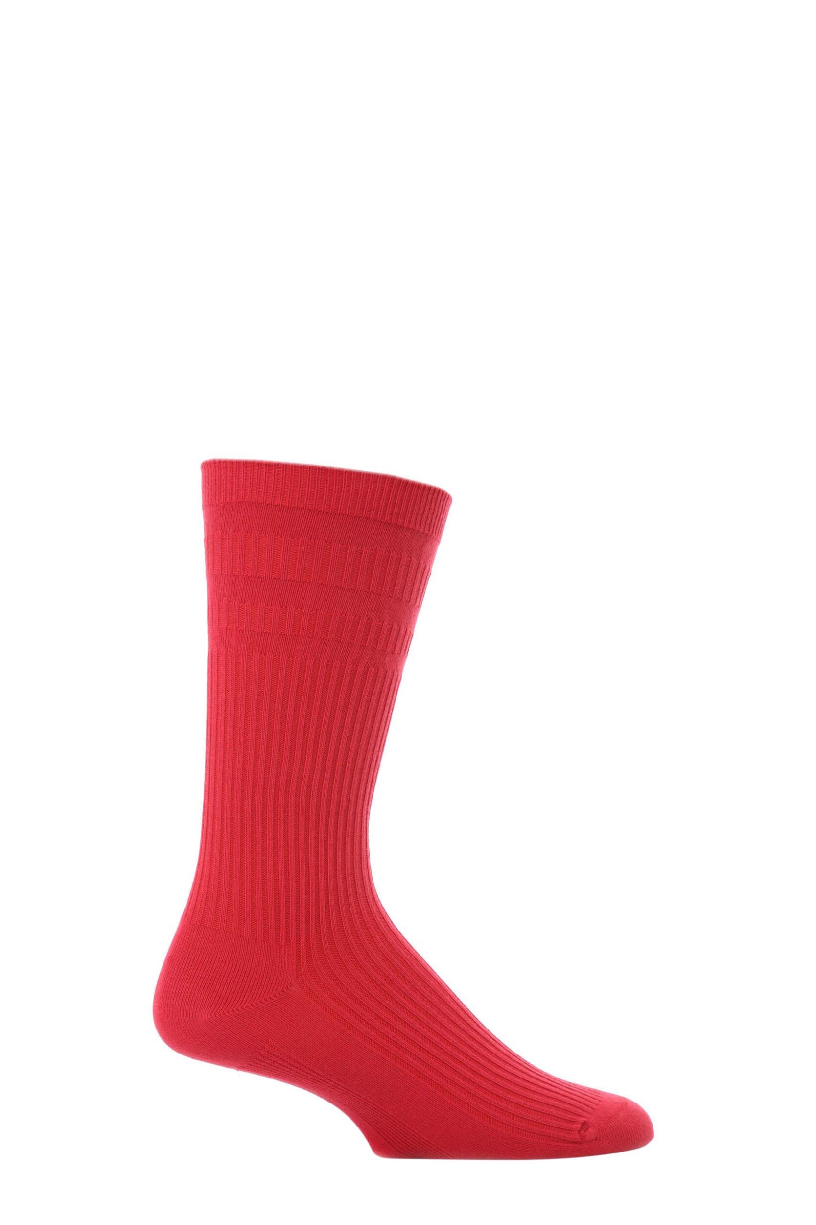 Image of 1 Pair Red Original Cotton Softop Socks Mens - HJ Hall