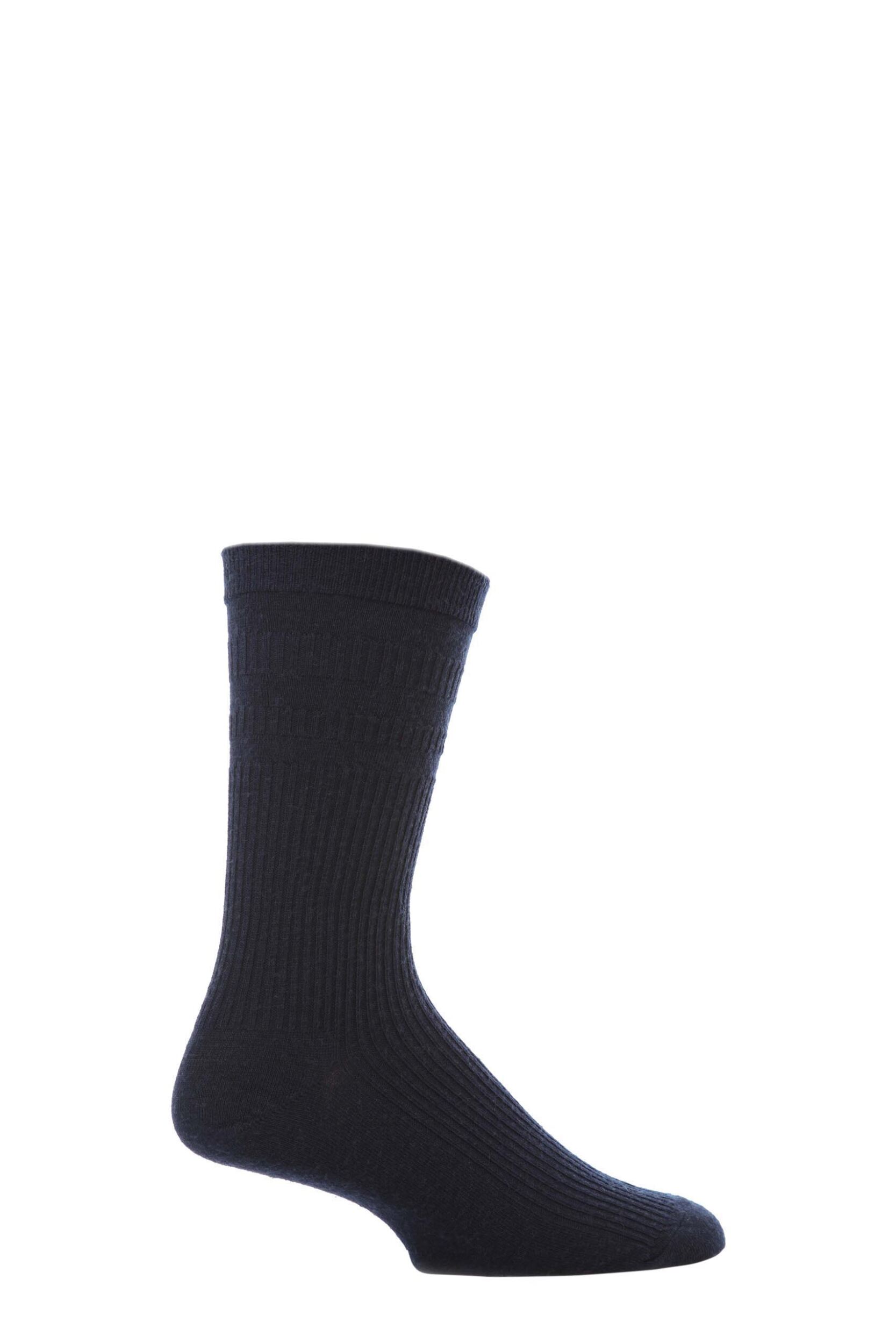 Image of 1 Pair Navy Original Wool Softop Socks Mens - HJ Hall