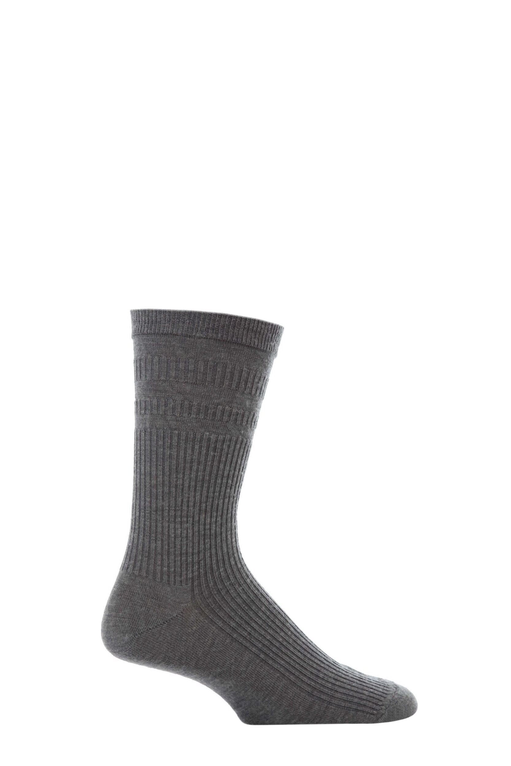 1 Pair Mid Grey Original Wool Softop Socks Men's 13-15 Mens - HJ Hall