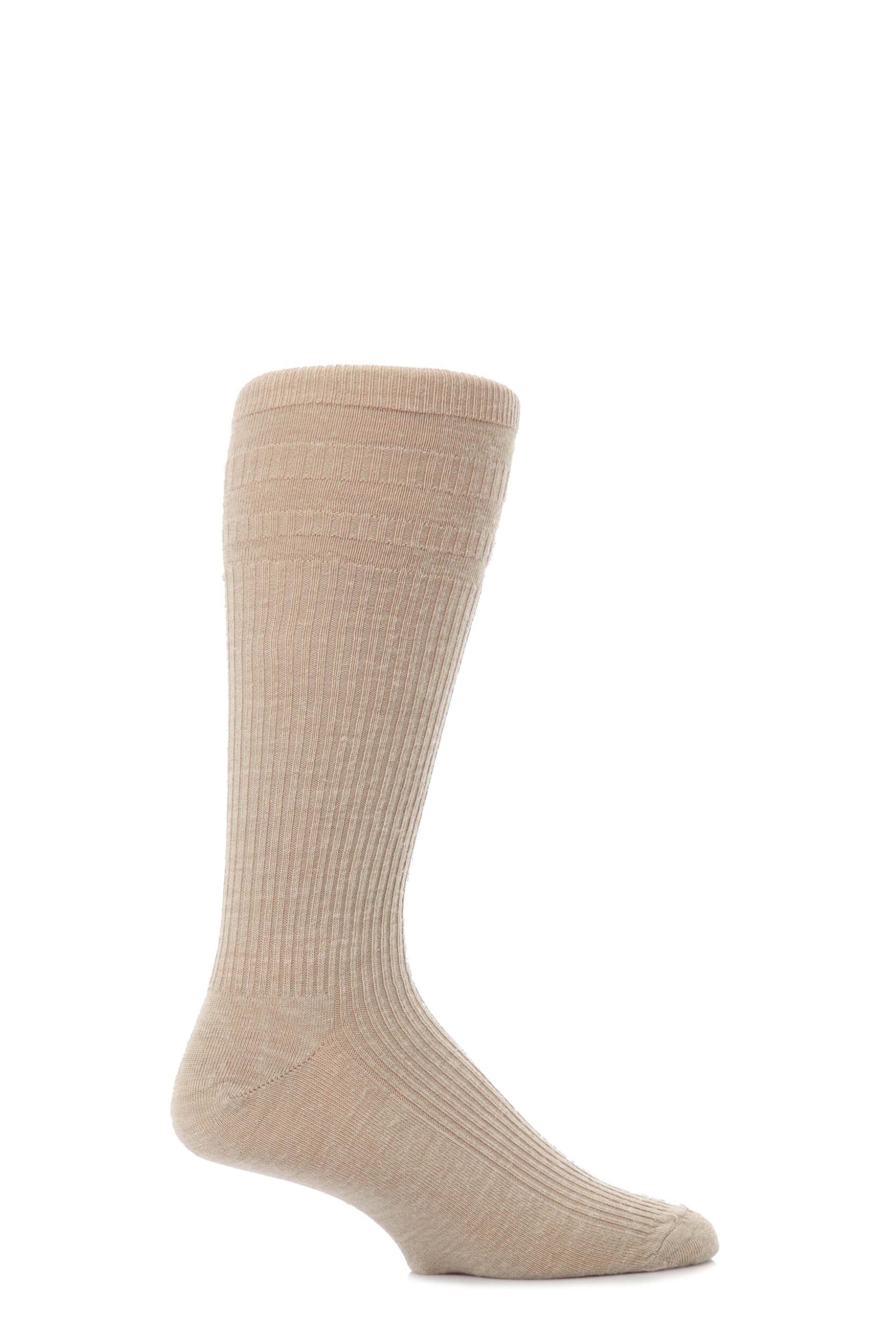 1 Pair Oatmeal Mid Calf Wool Softop Socks Men's 6-11 Mens - HJ Hall