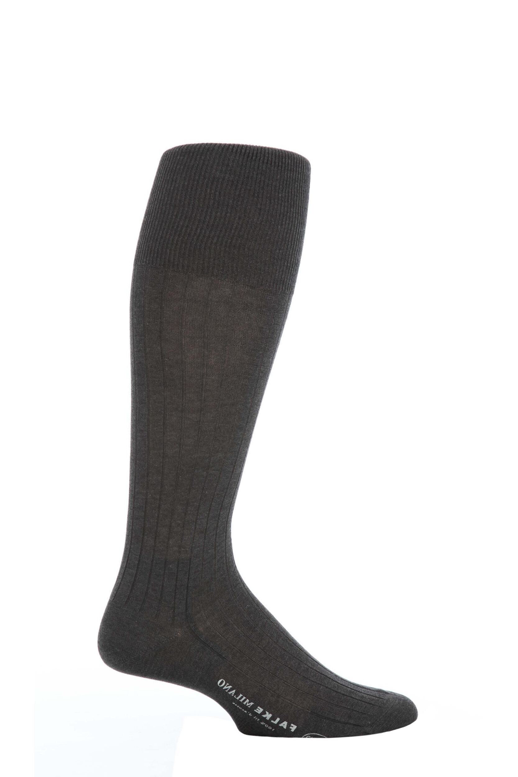 1 Pair Light Grey Melange Milano 97% Cotton Knee High Socks Men's 8.5-9.5 Mens - Falke
