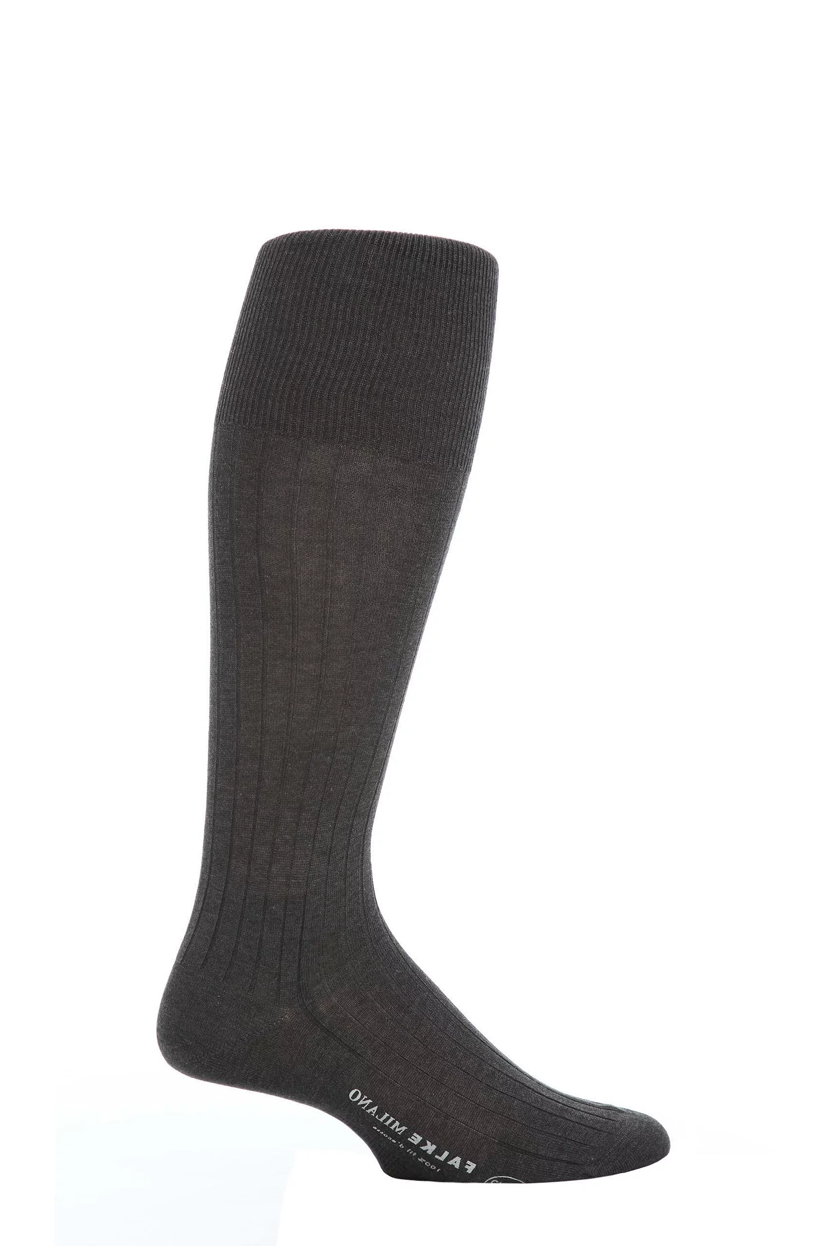 1 Pair Light Grey Melange Milano 97% Cotton Knee High Socks Men's 8.5-9.5 Mens - Falke