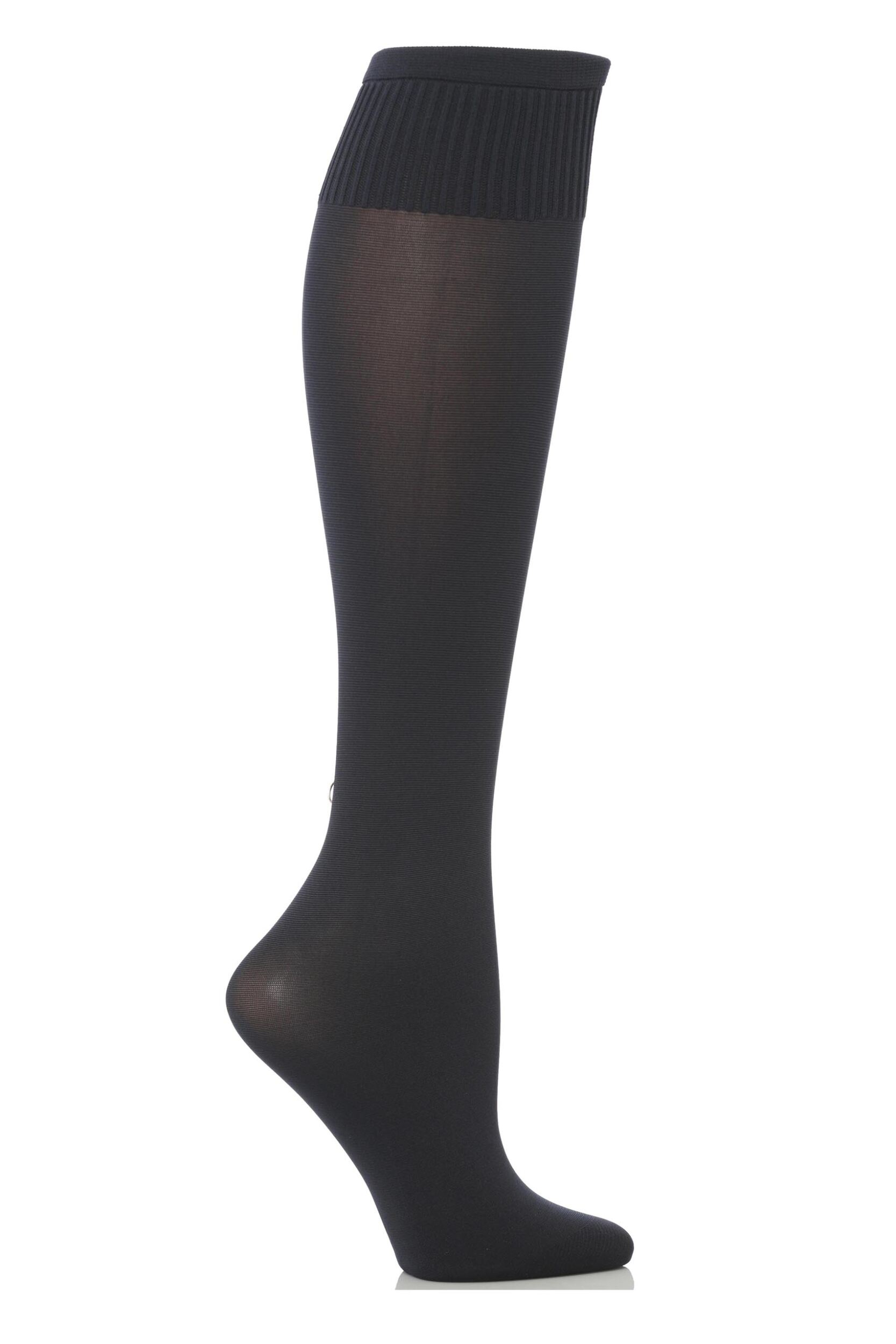 1 Pair Navy Cinzia Microfibre Knee Highs Ladies One Size - Trasparenze