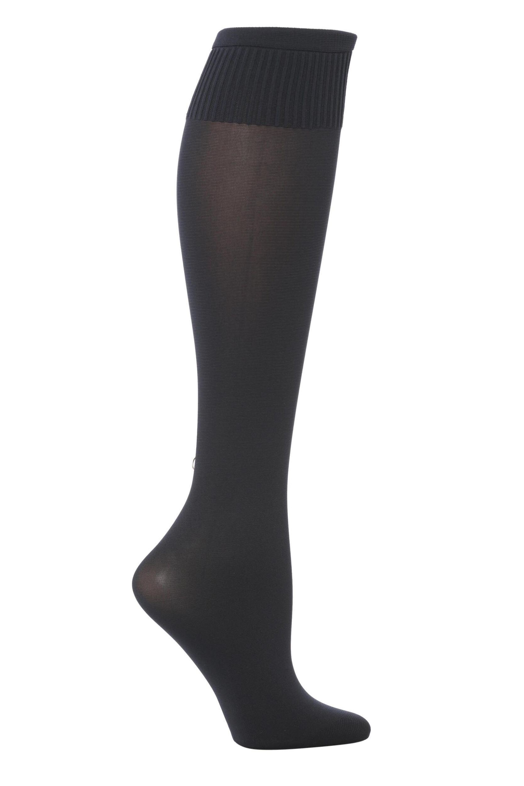 1 Pair Navy Cinzia Microfibre Knee Highs Ladies One Size - Trasparenze