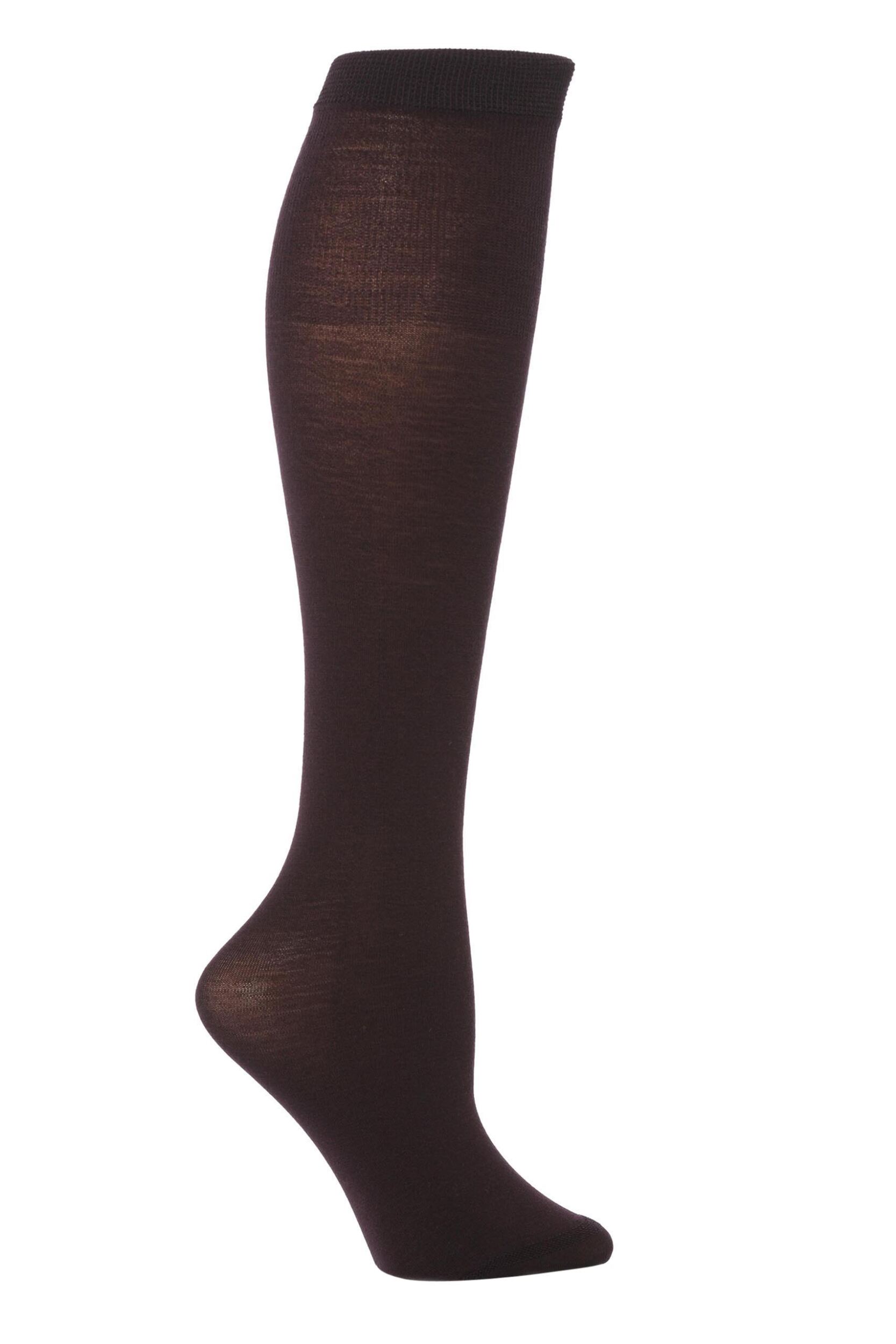 1 Pair Purple Jennifer Merino Wool Knee High Socks Ladies One Size - Trasparenze