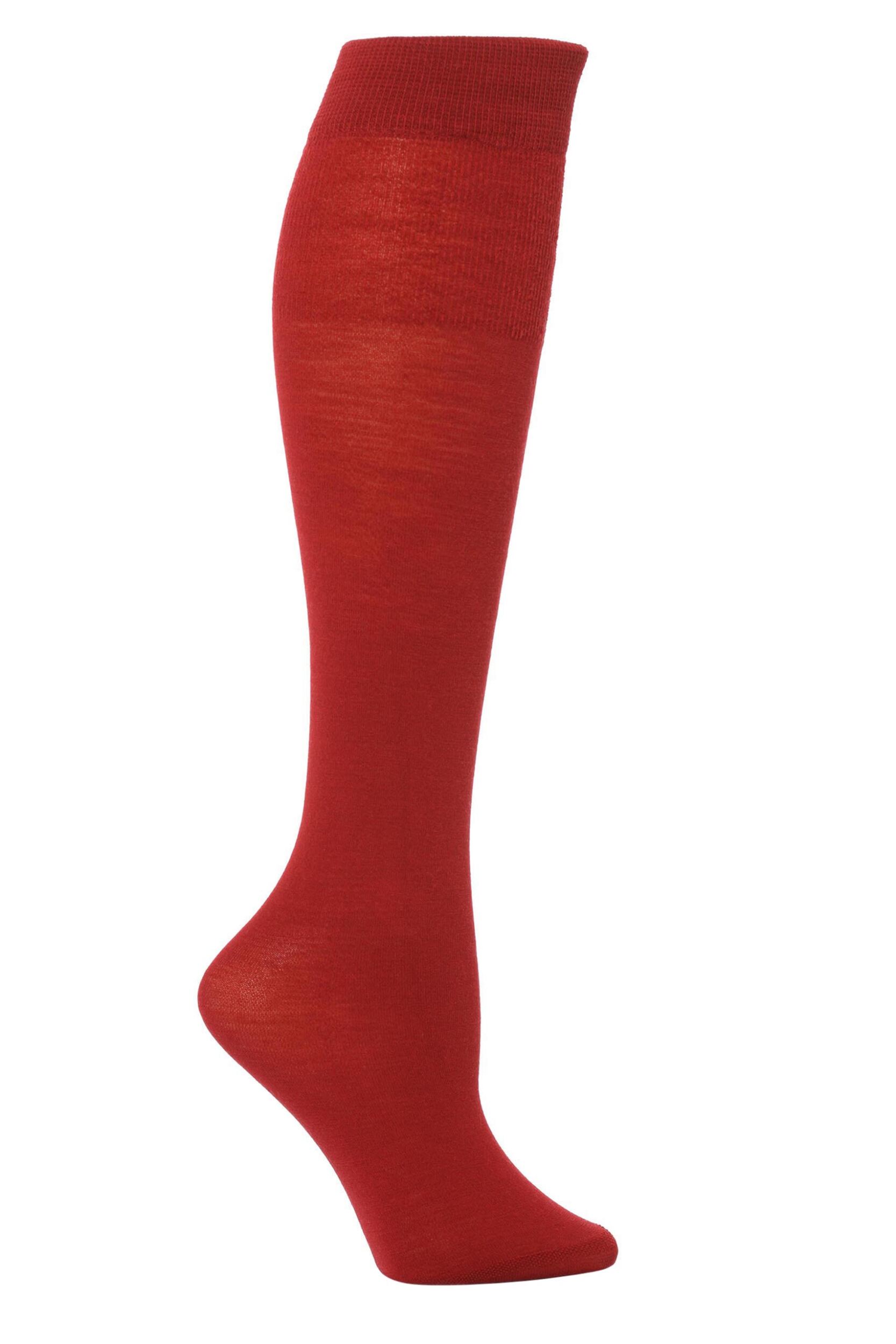 1 Pair Wine Red Jennifer Merino Wool Knee High Socks Ladies One Size - Trasparenze