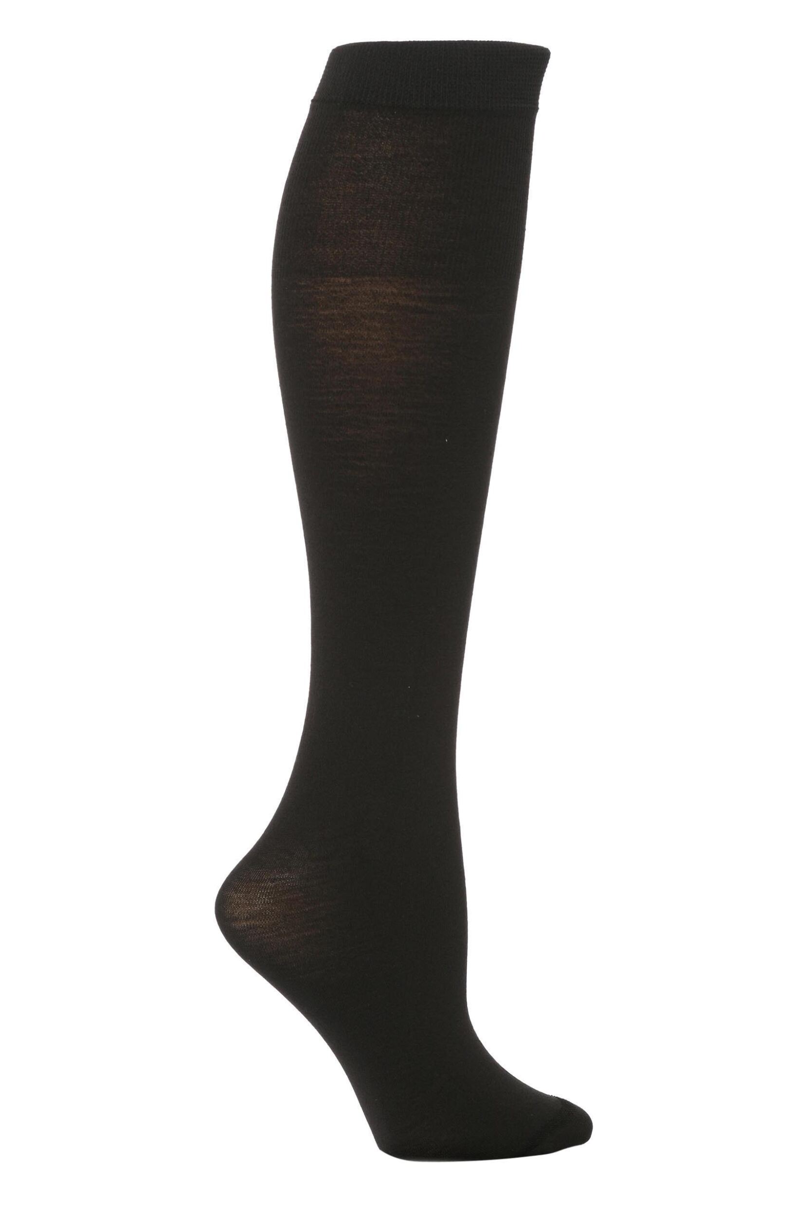 1 Pair Black Jennifer Merino Wool Knee High Socks Ladies One Size - Trasparenze
