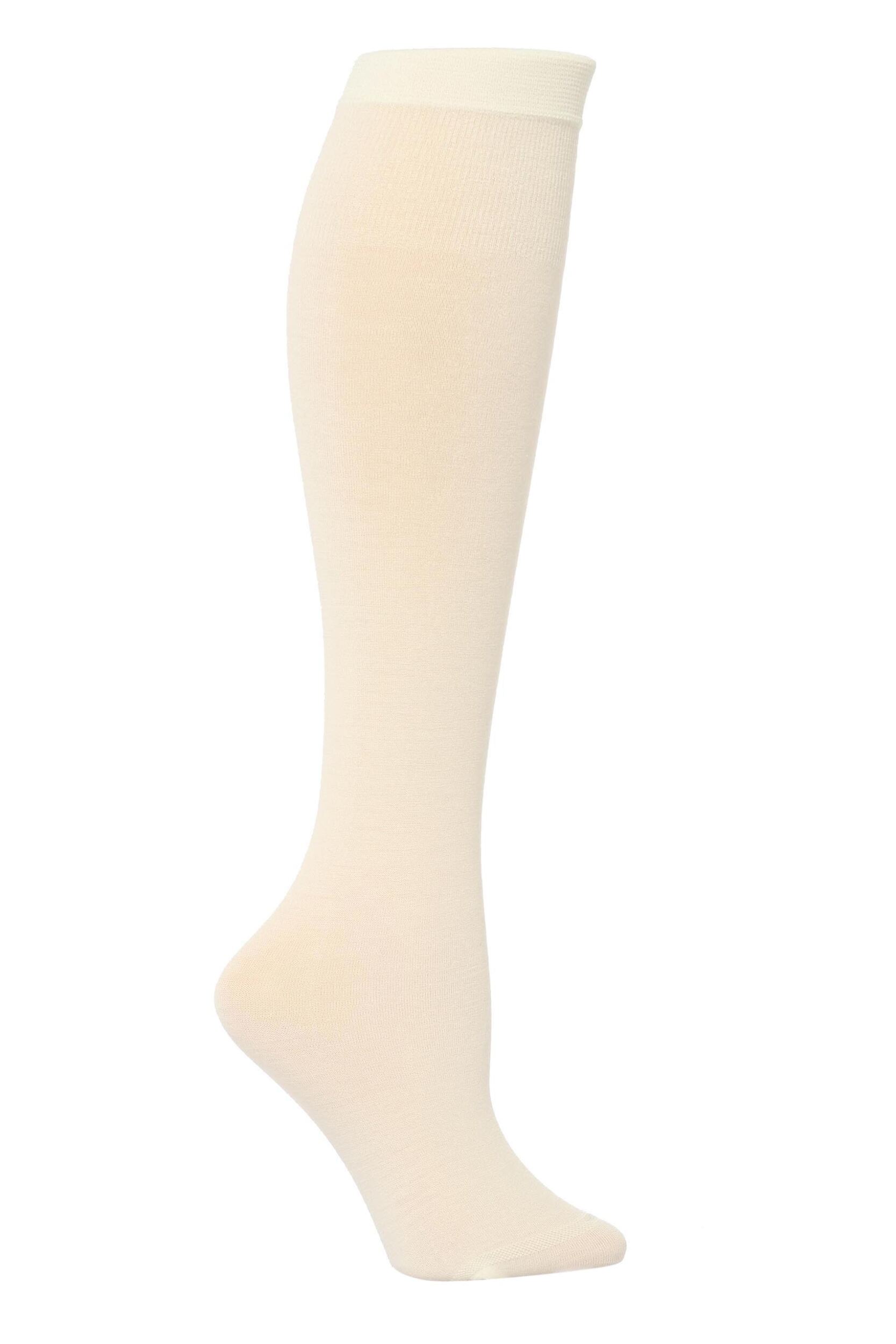 1 Pair Wool White Jennifer Merino Wool Knee High Socks Ladies One Size - Trasparenze