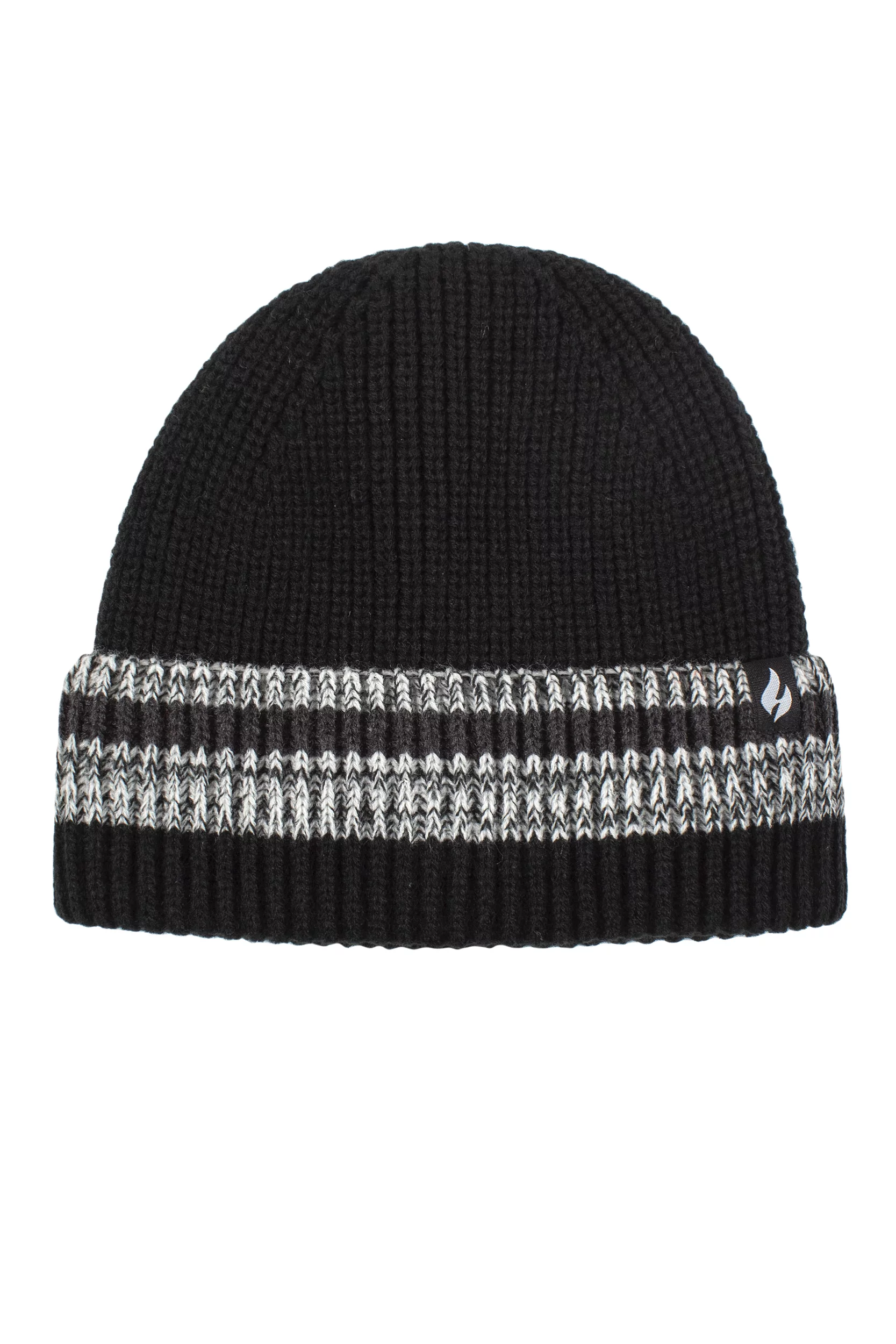 Mens 1 Pack SOCKSHOP Heat Holders Arran Turnover Stripe Hat Black