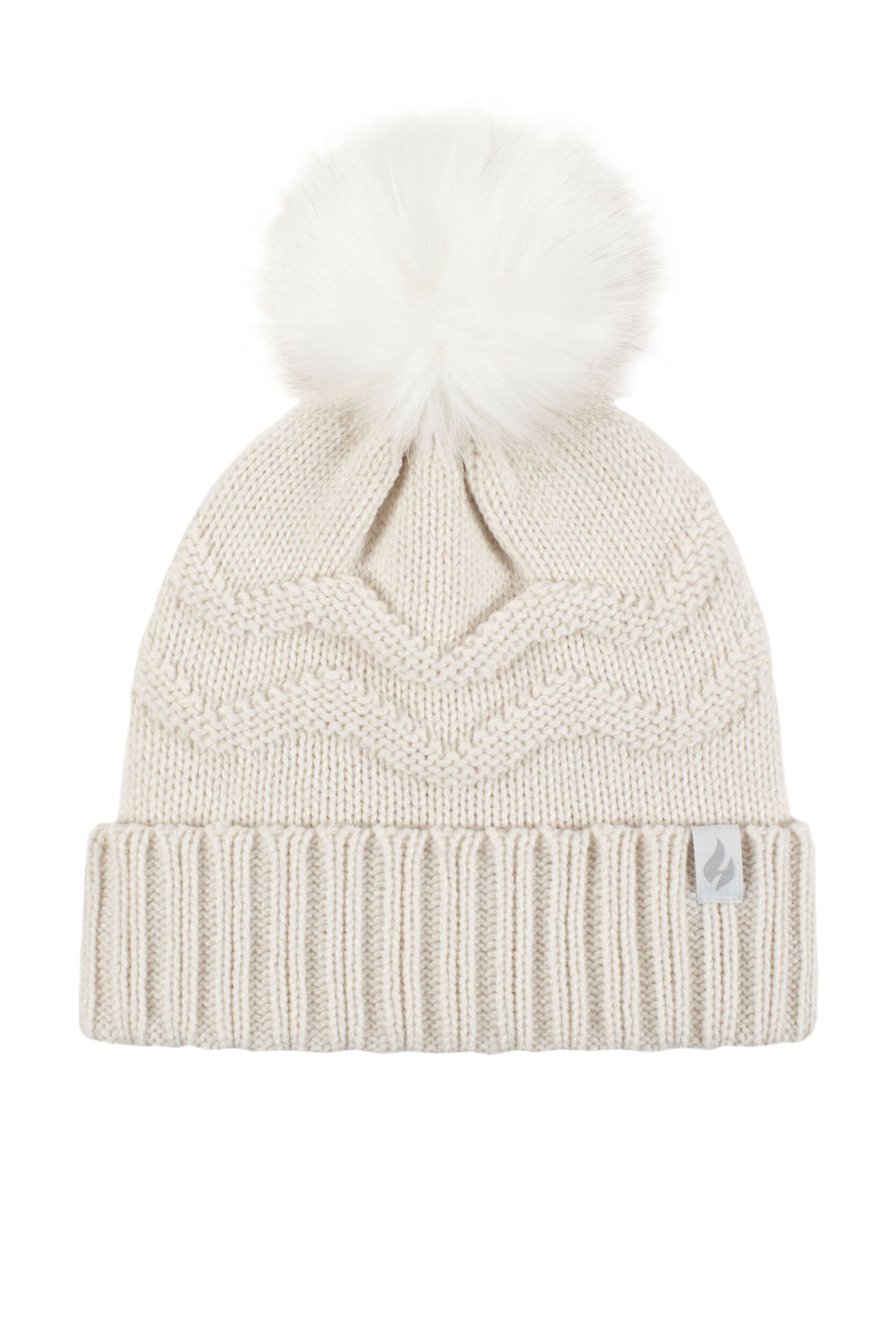 Women's 1 Pack Heat Holders Cotswolds Turnover Pom Pom Hat Cream One Size