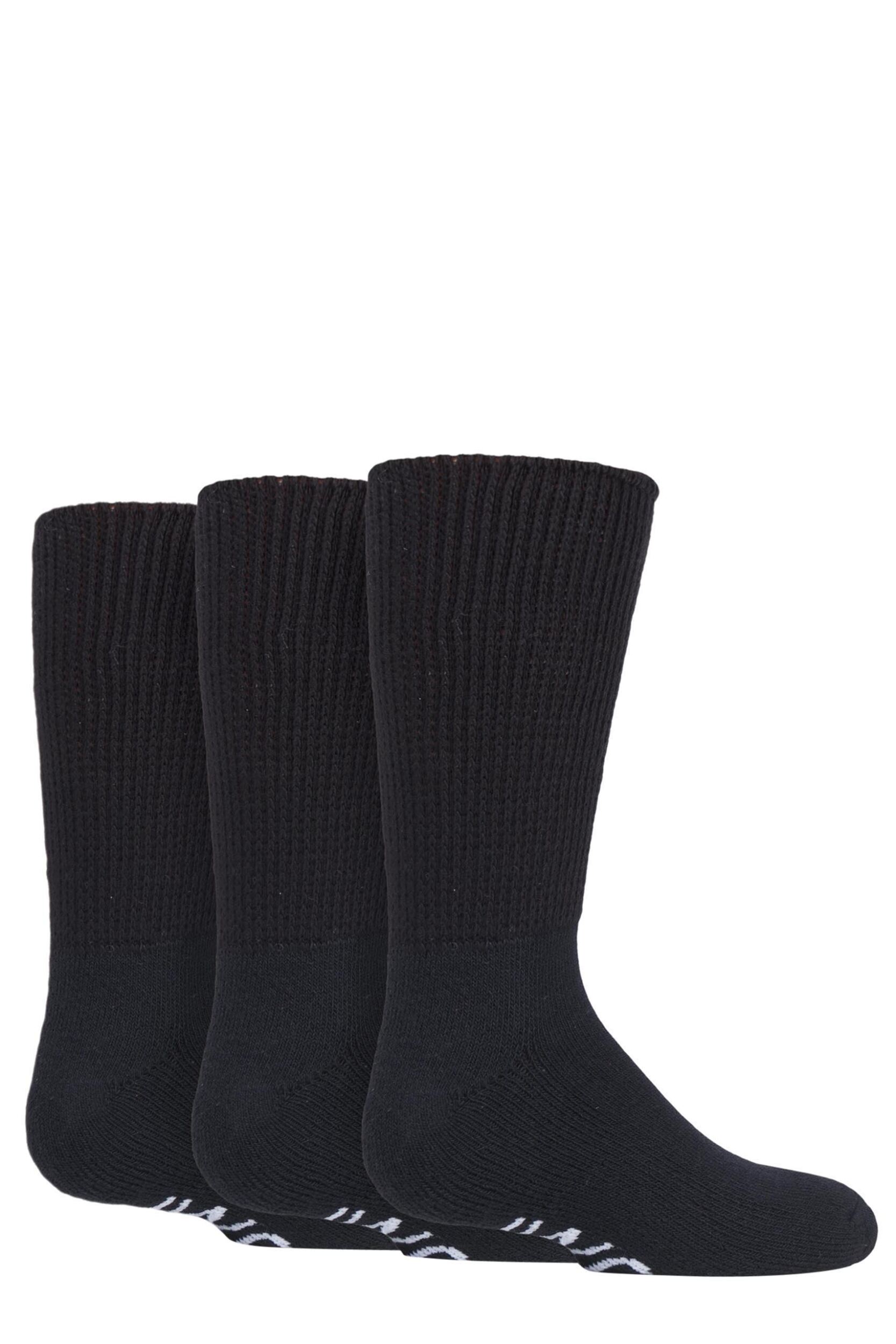 3 Pair Black Footnurse Cushioned Foot Diabetic Socks Kids Unisex 12.5-3.5 Kids (7-12 Years) - Iomi