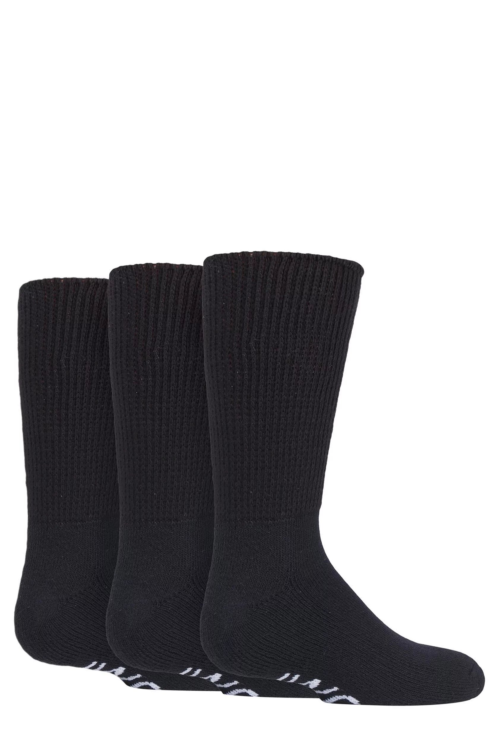 3 Pair Black Footnurse Cushioned Foot Diabetic Socks Kids Unisex 12.5-3.5 Kids (7-12 Years) - Iomi