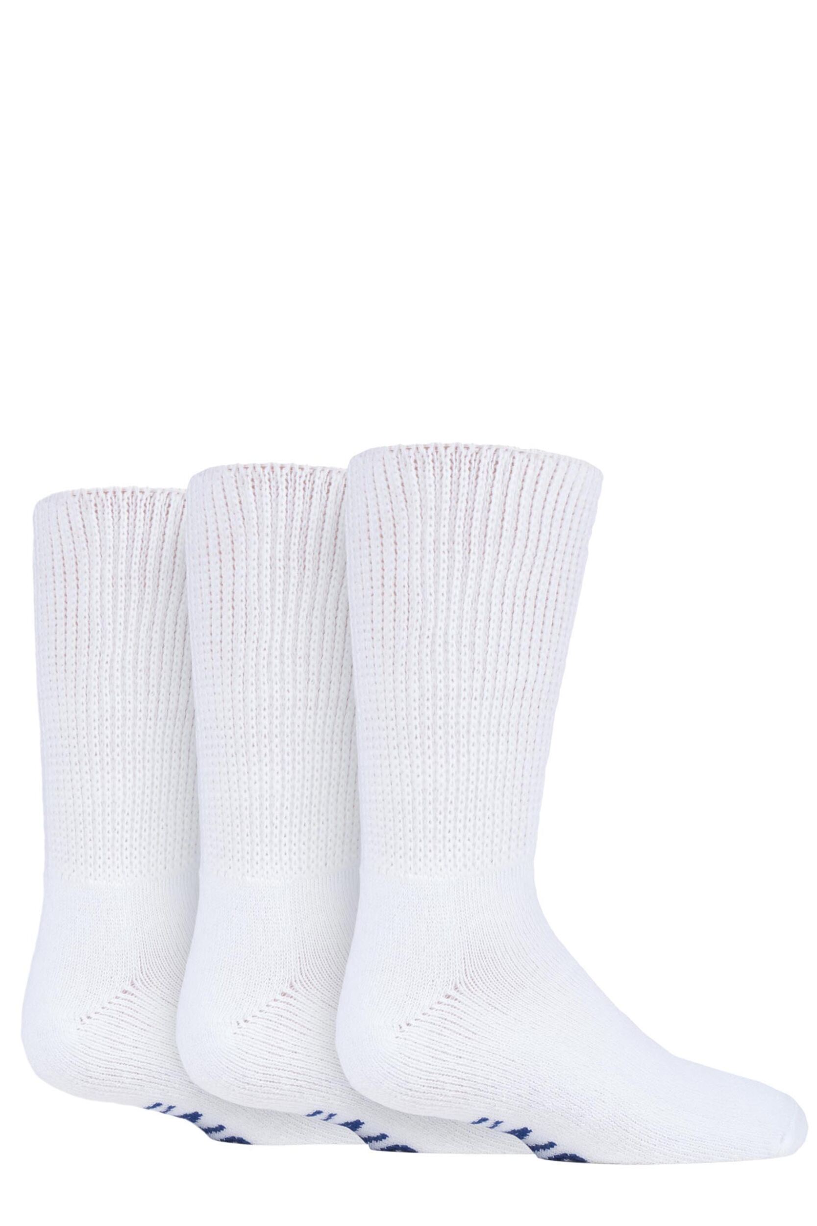 3 Pair White Footnurse Cushioned Foot Diabetic Socks Kids Unisex 12.5-3.5 Kids (7-12 Years) - Iomi