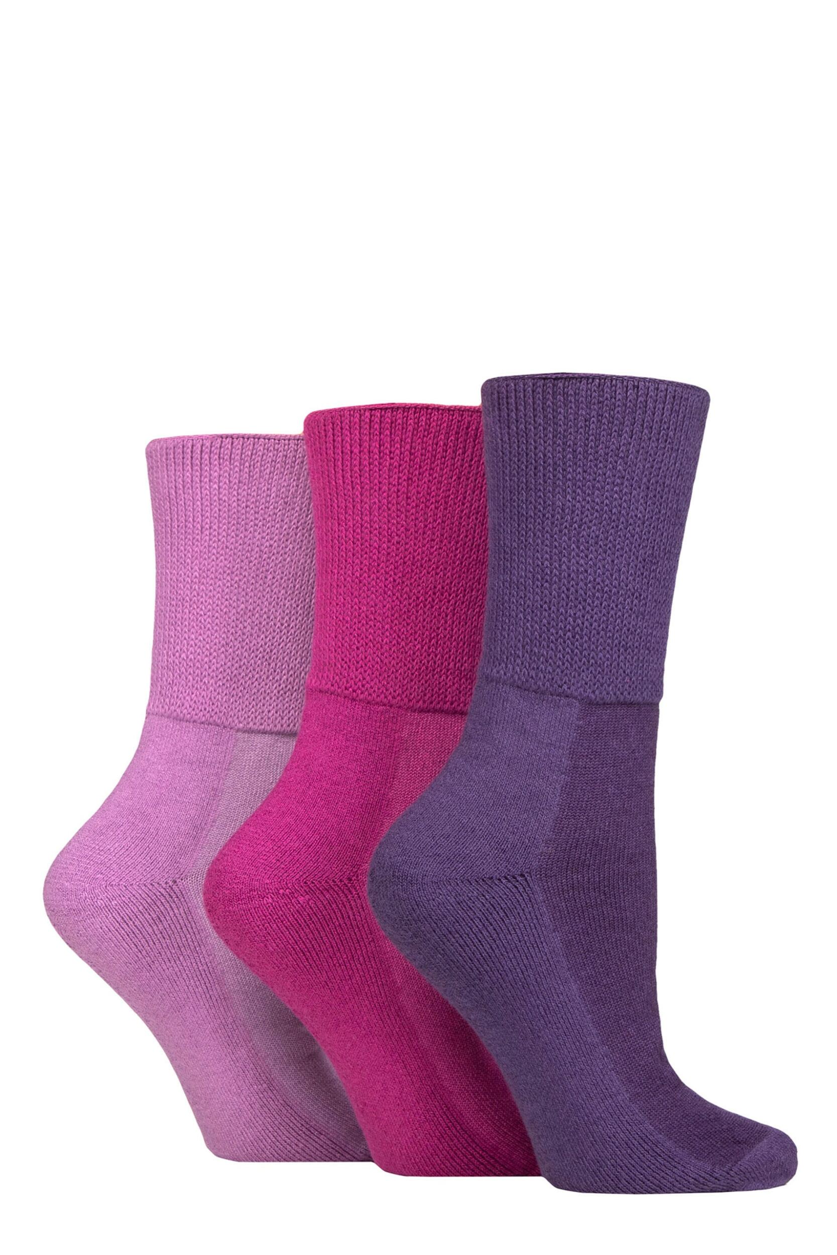 Image of SOCKSHOP IOMI FootNurse Bamboo Cushioned Foot Diabetic Socks Blackberry 4-7 Unisex