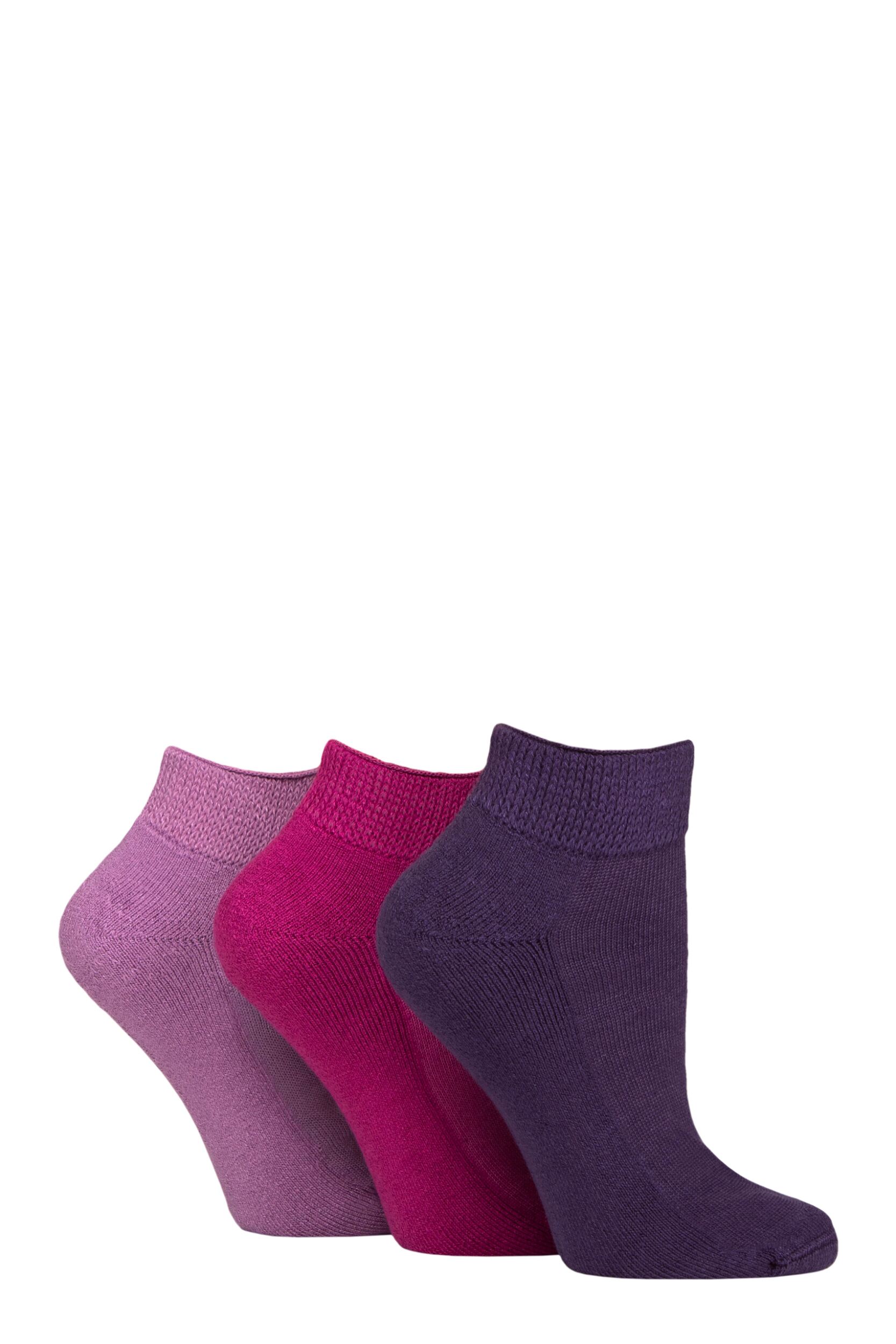 Women's 3 Pair IOMI FootNurse Cushioned Foot Bamboo Diabetic Trainer Socks Blackberry 4