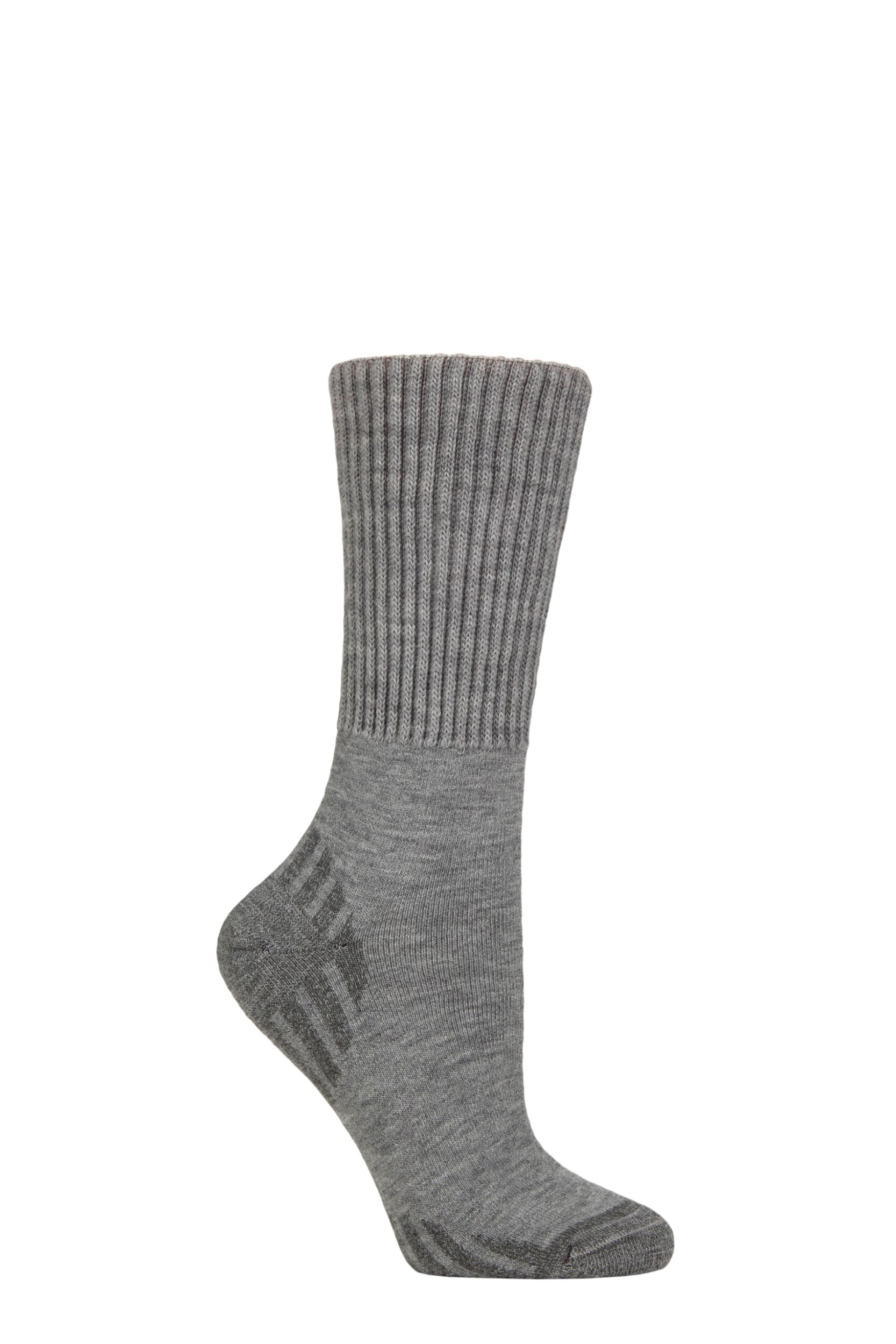 Image of Women's 1 Pair SOCKSHOP IOMI FootNurse Diabetic Merino Wool Boot Socks Grey 4-8