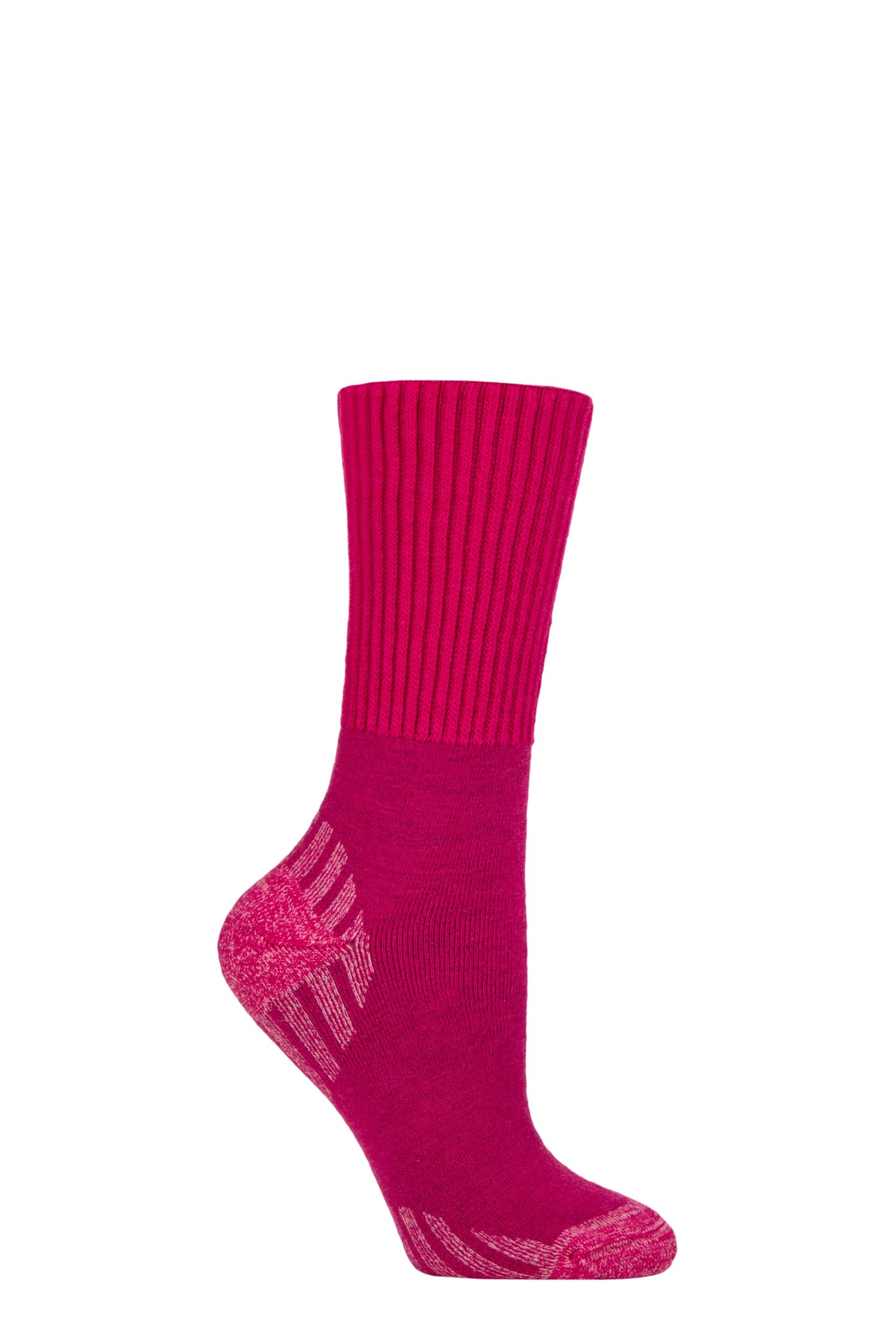 Women’s 1 Pair SOCKSHOP IOMI FootNurse Diabetic Merino Wool Boot Socks Pink 4-8