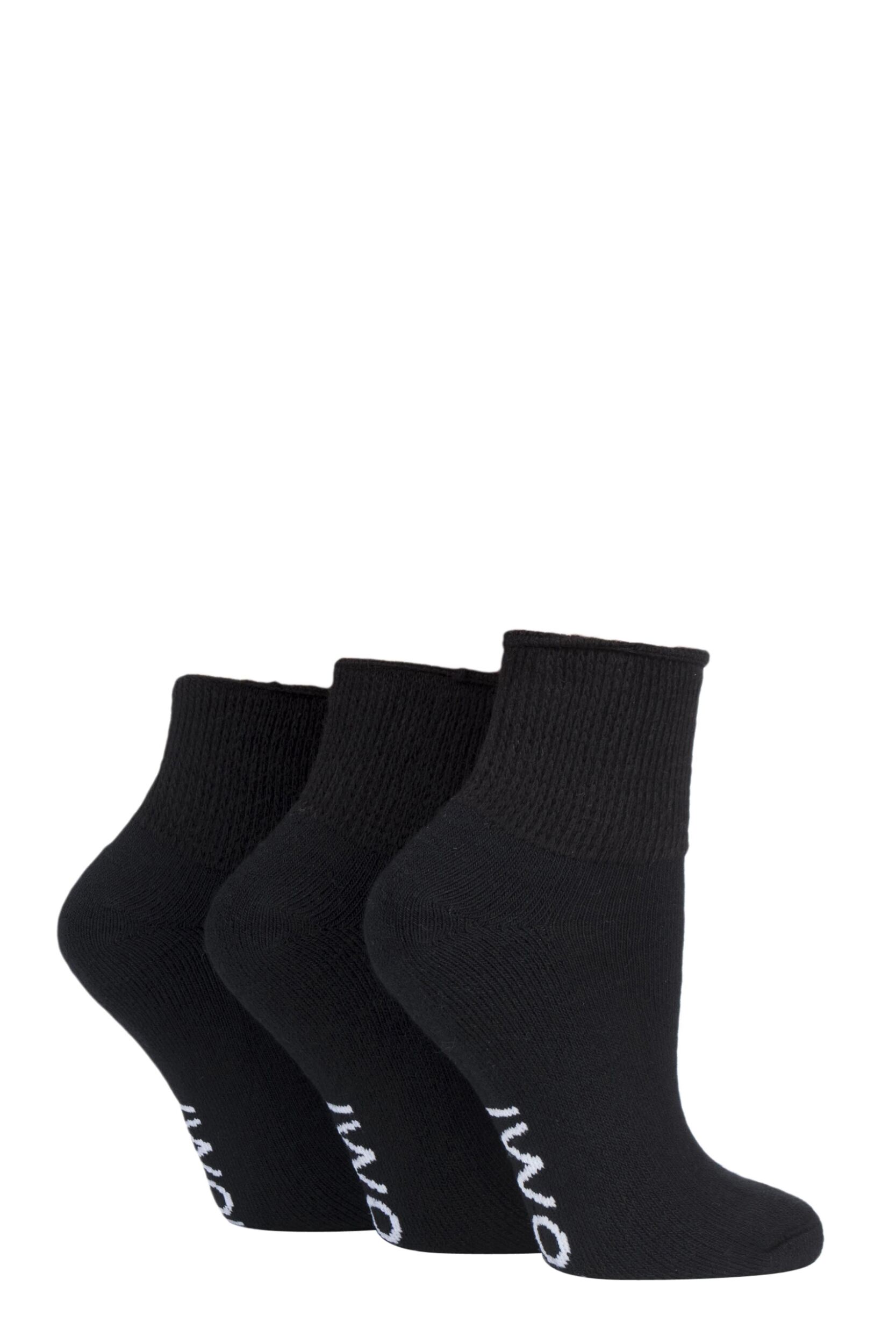 Image of 3 Pair Black Footnurse Gentle Grip Diabetic Ankle Socks Ladies 4-8 Ladies