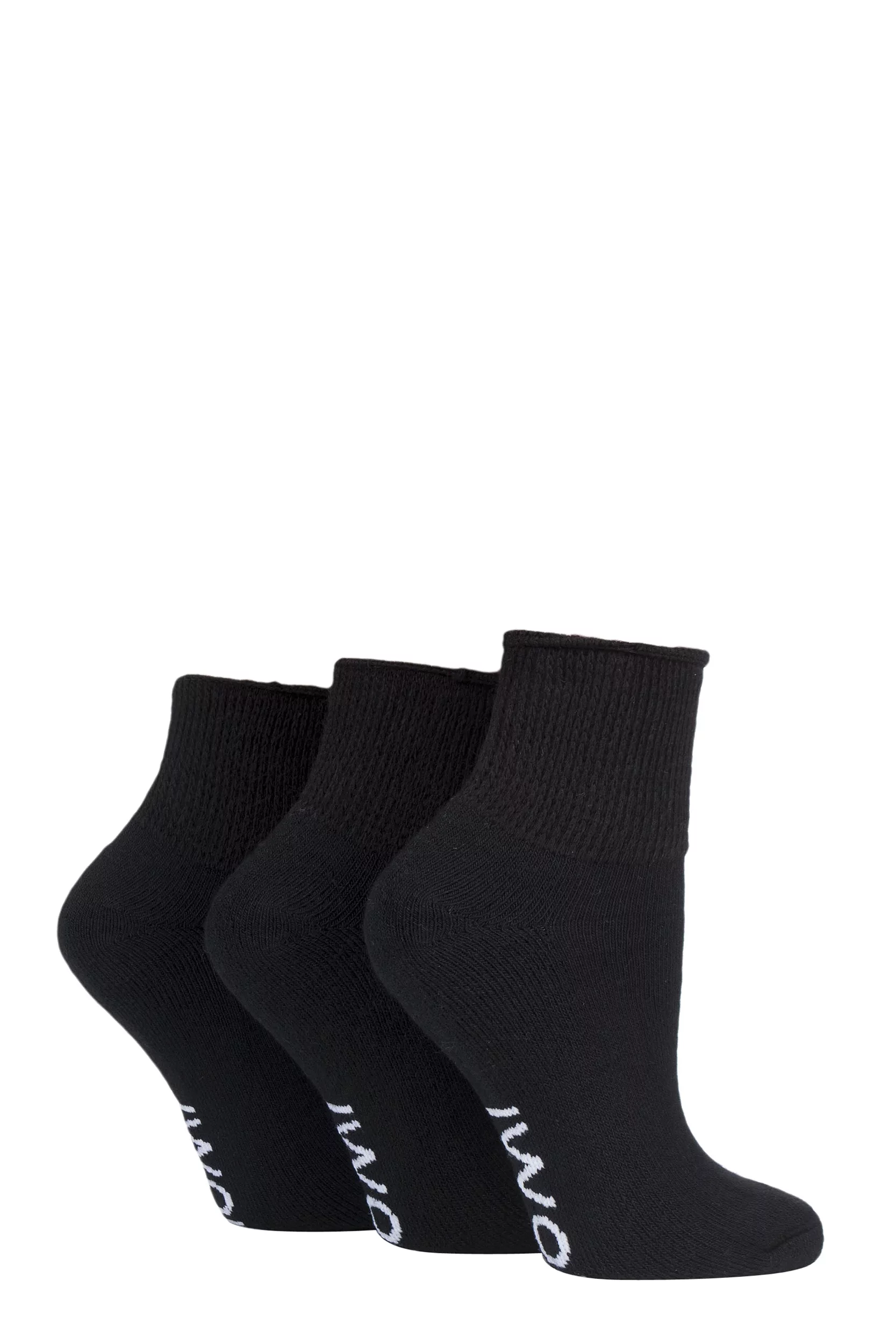 3 Pair Black Footnurse Gentle Grip Diabetic Ankle Socks Ladies 4-8 Ladies - Iomi