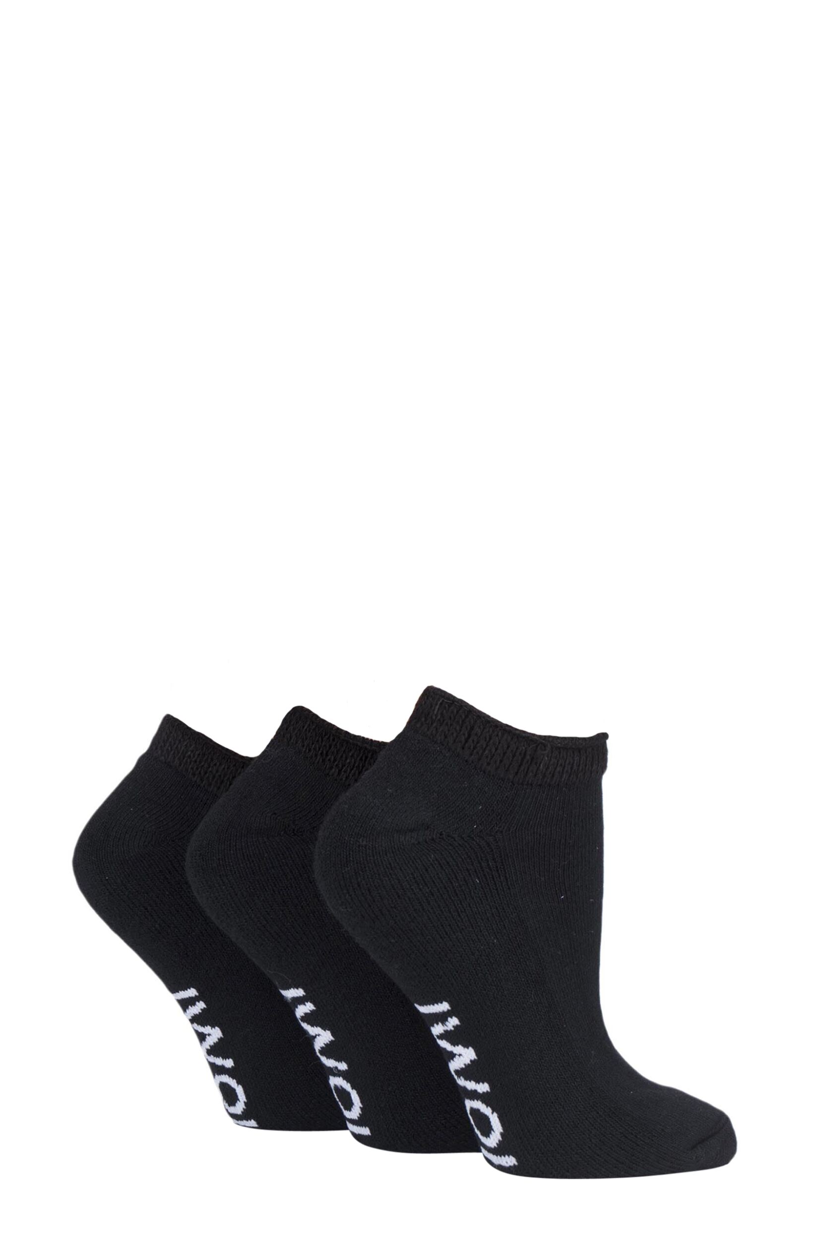 3 Pair Black Footnurse Cushioned Foot Diabetic Trainer Socks Ladies 4-8 Ladies - Iomi