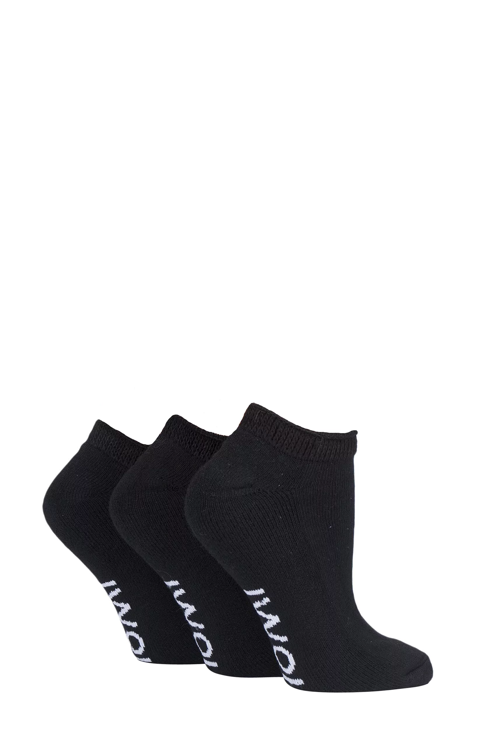 3 Pair Black Footnurse Cushioned Foot Diabetic Trainer Socks Ladies 4-8 Ladies - Iomi